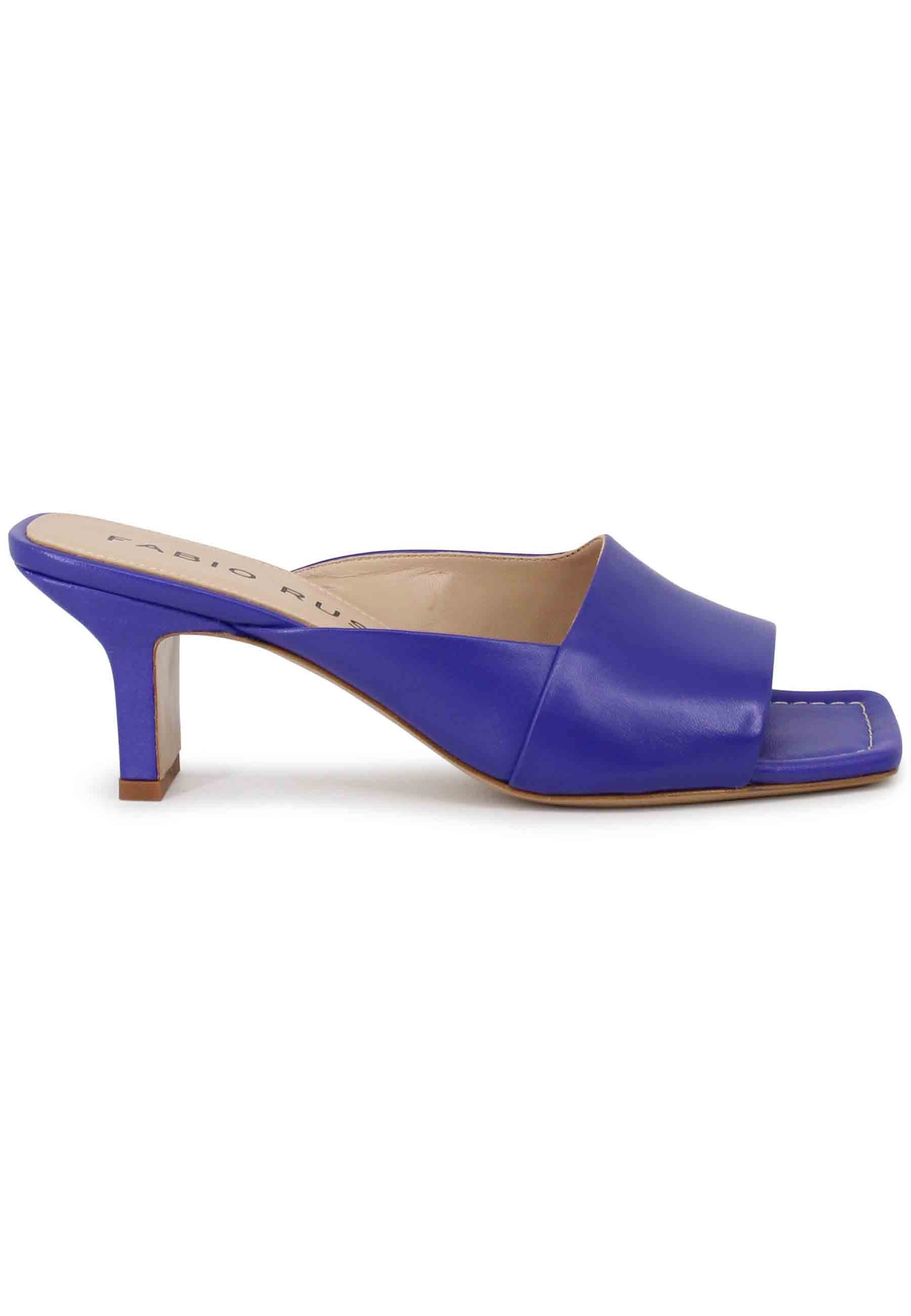 Spatarella Sandali donna in pelle viola con punta quadra