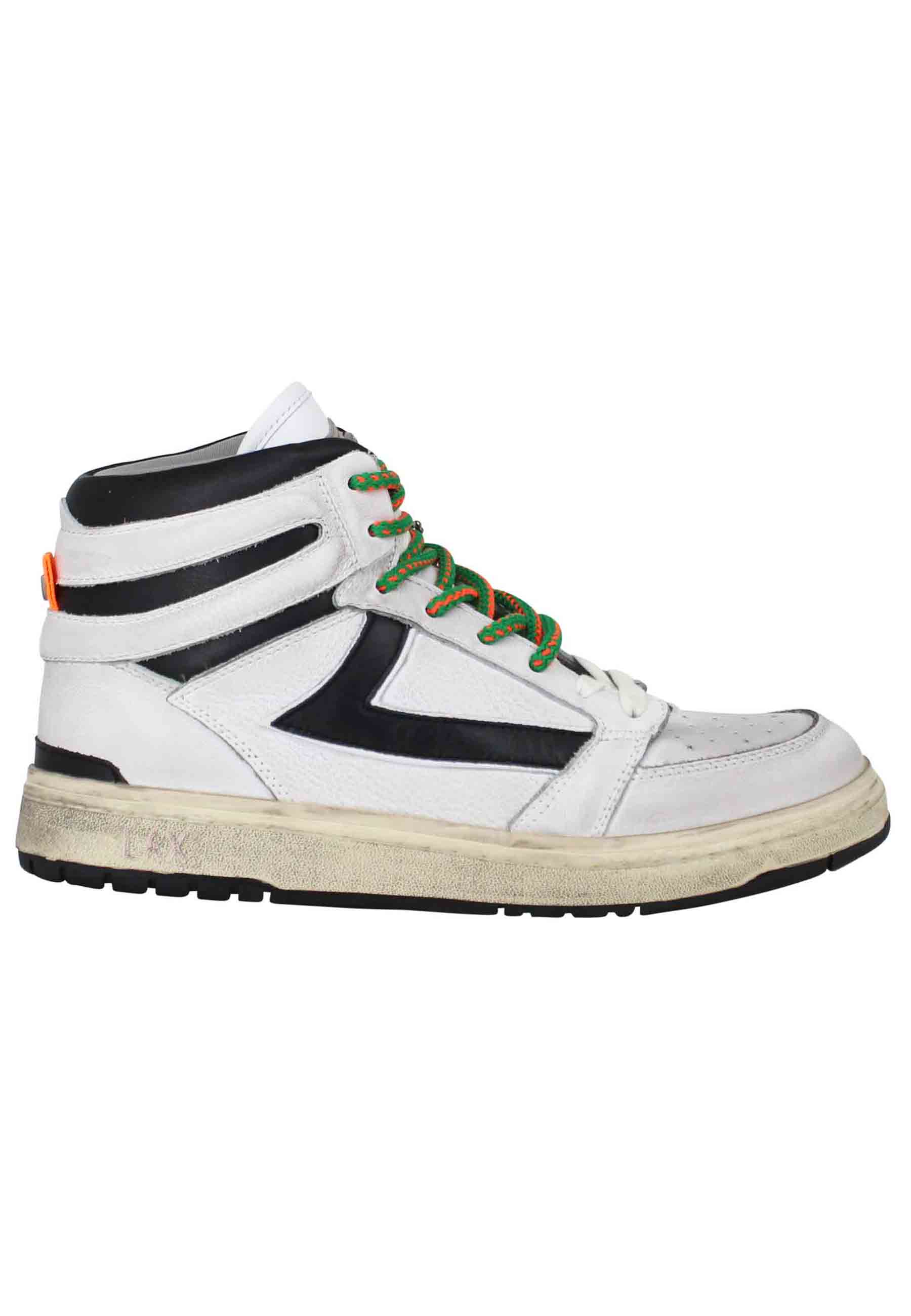 Starlight Vintage High men's sneakers in white leather with black leather inserts