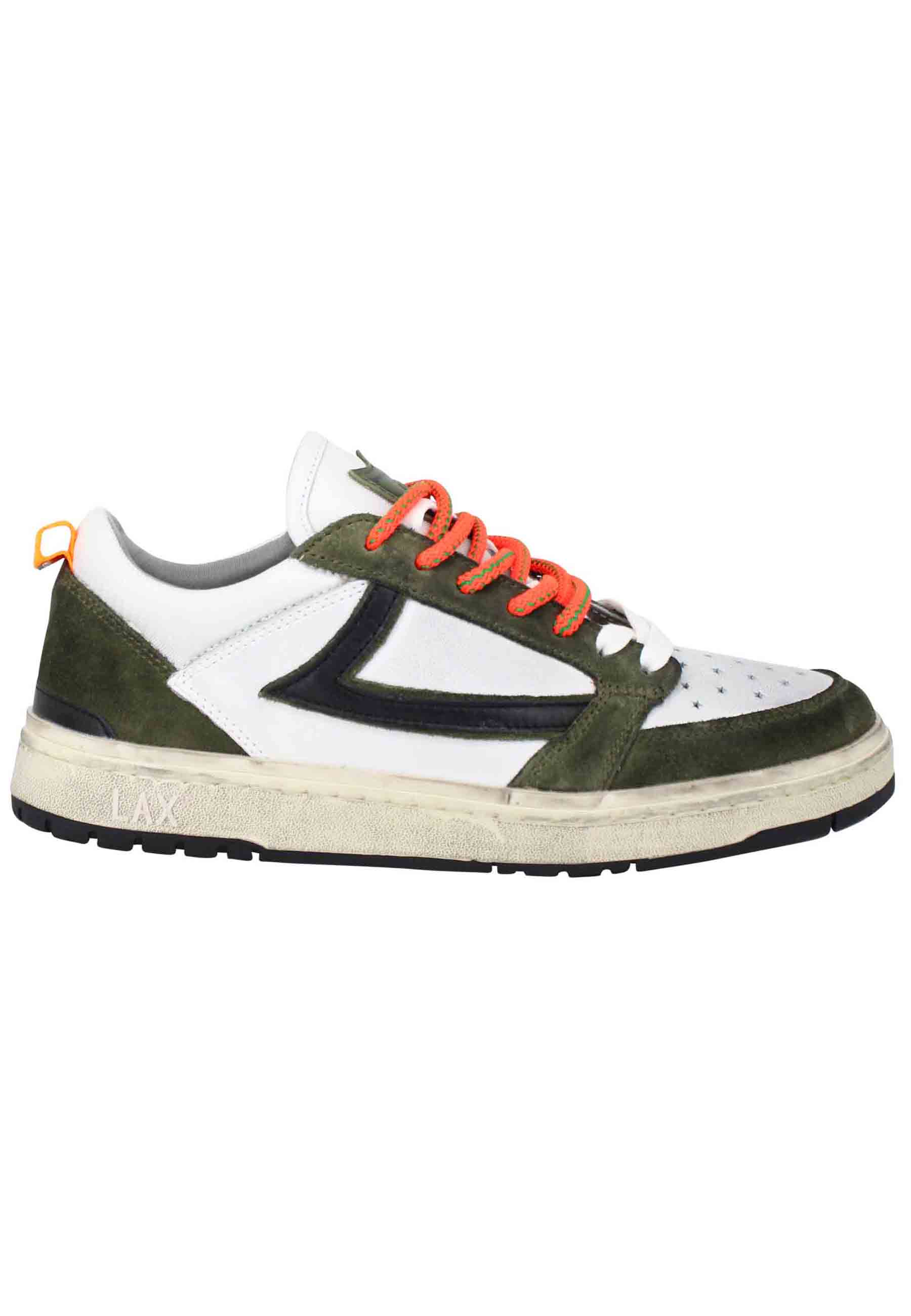 Spatarella Sneakers uomo Starlight Classic in pelle bianca con riporti in pelle verde