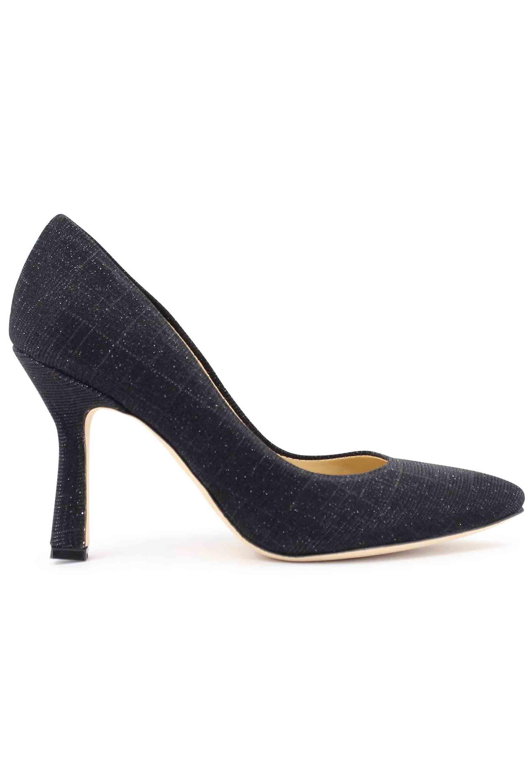 DE1002/RT women's pumps in lux midnight blue fabric with tone-on-tone high heels