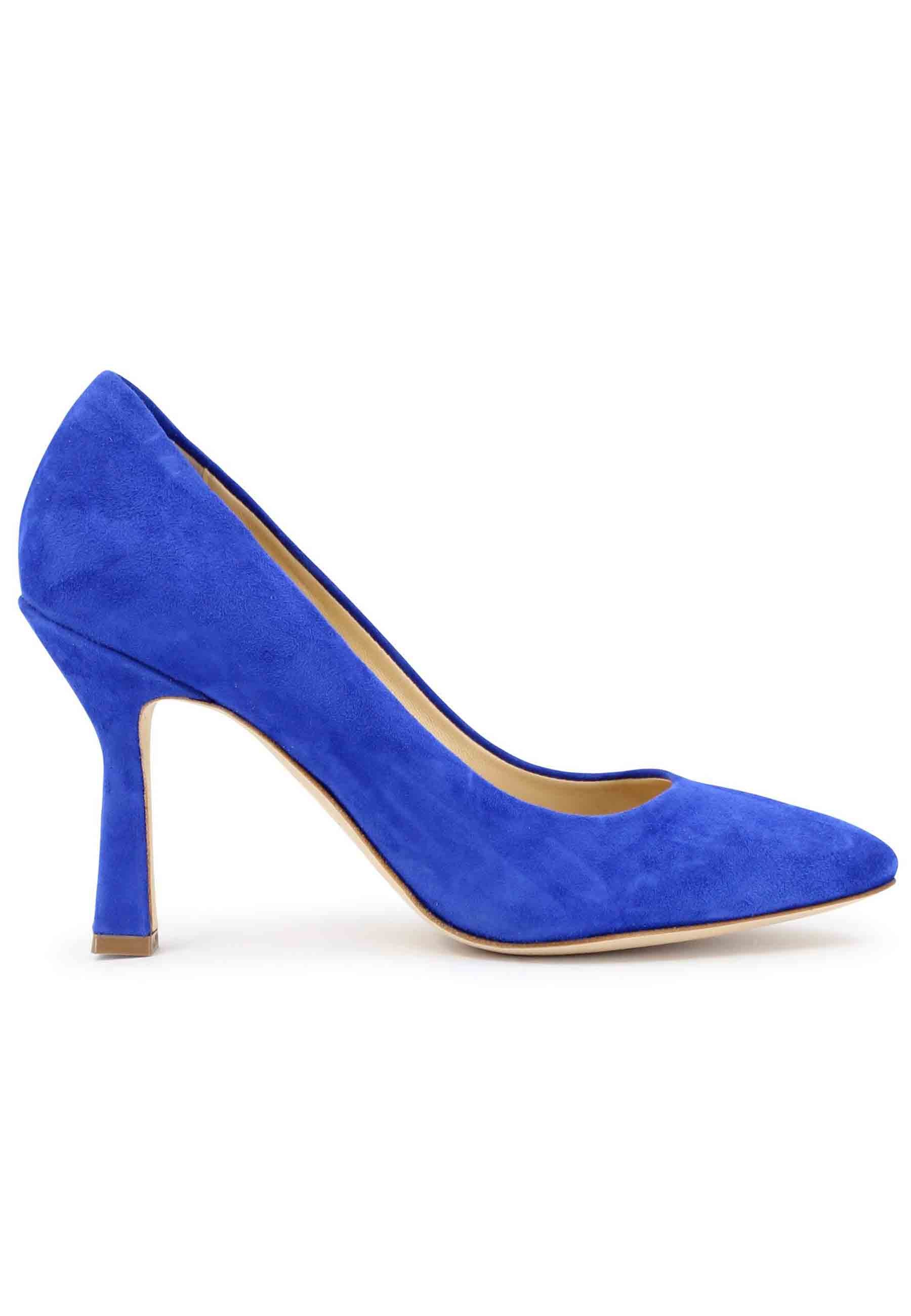 DE1002/RT women's pumps in blue suede with high heel