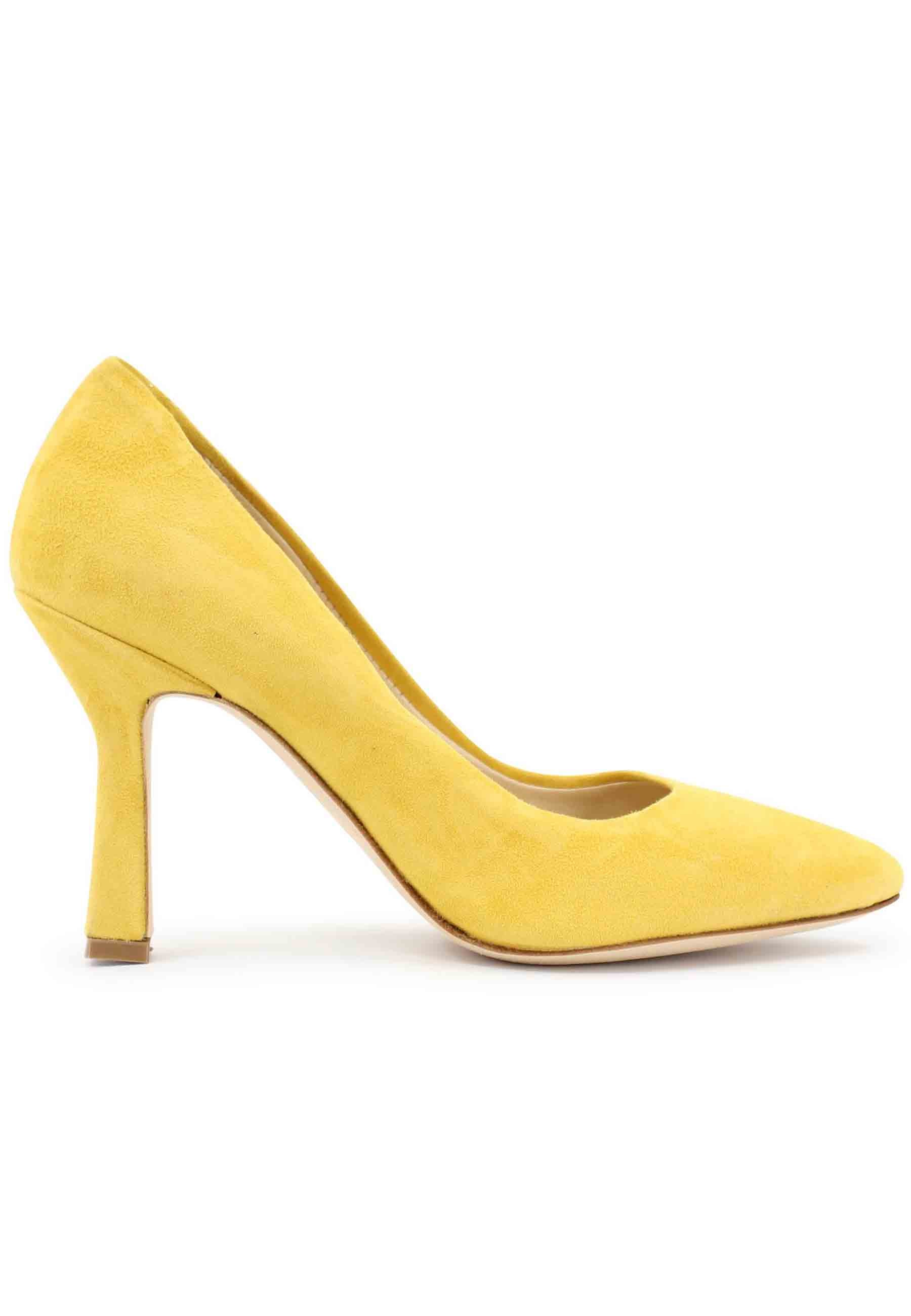 DE1002/RT women's pumps in yellow suede with high heel