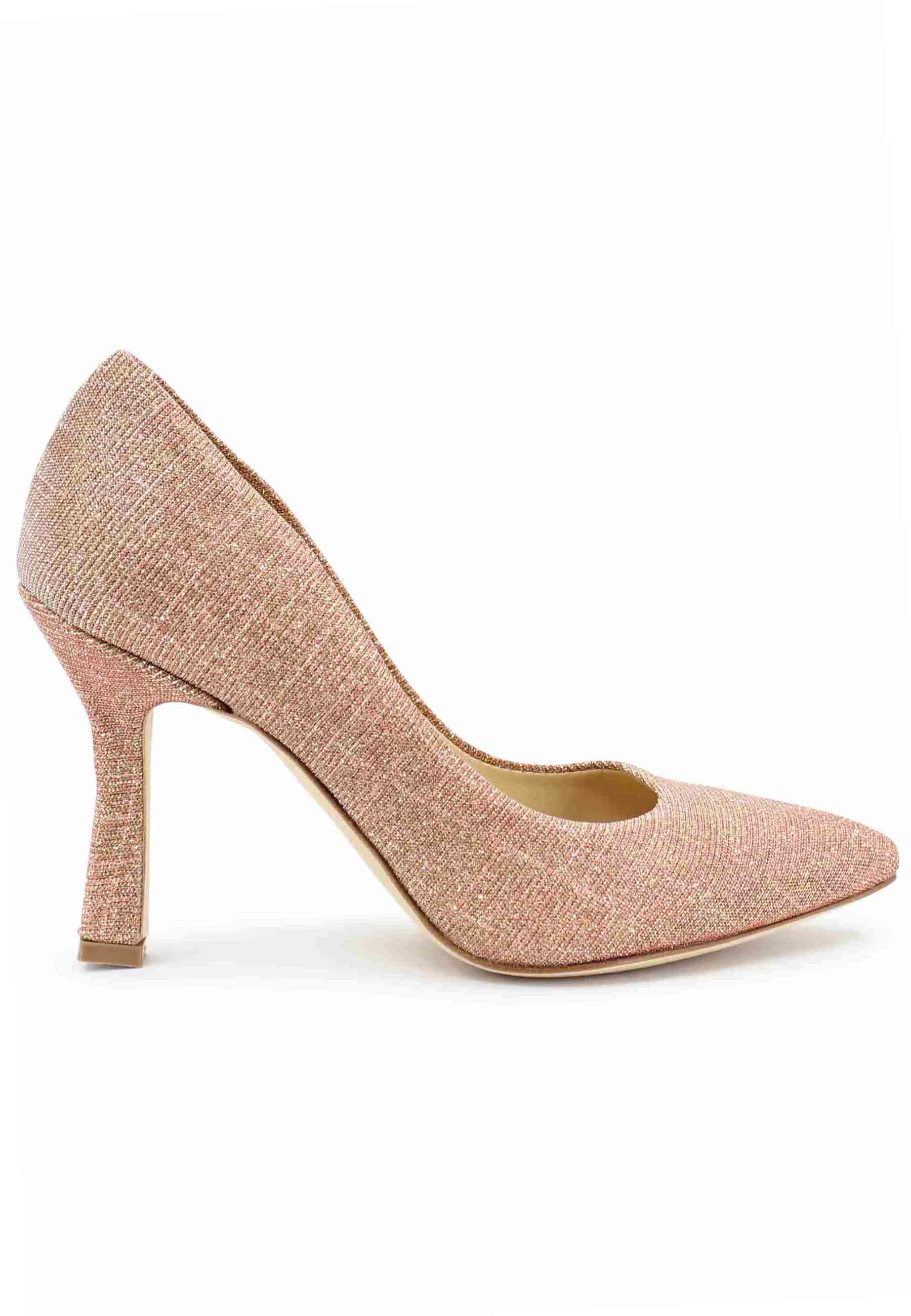 DE1002/RT women's pumps in peach lux fabric with high heel
