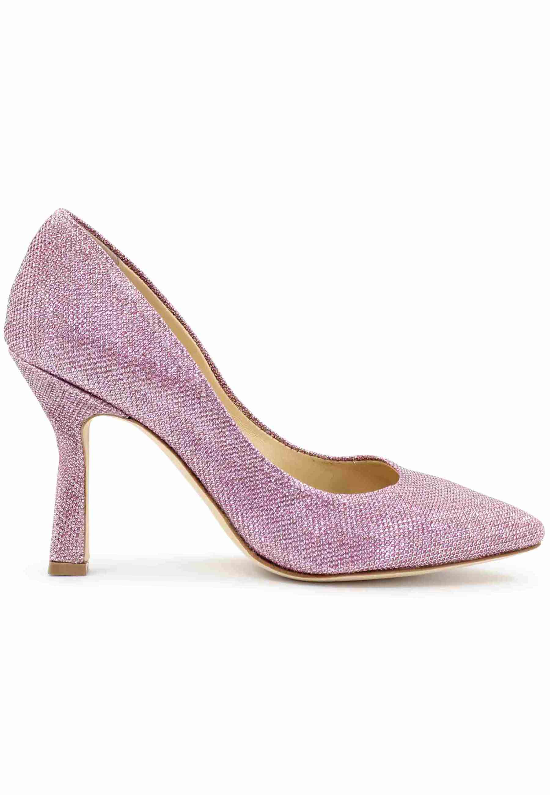 DE1002/RT women's pumps in pink lux fabric with high heel