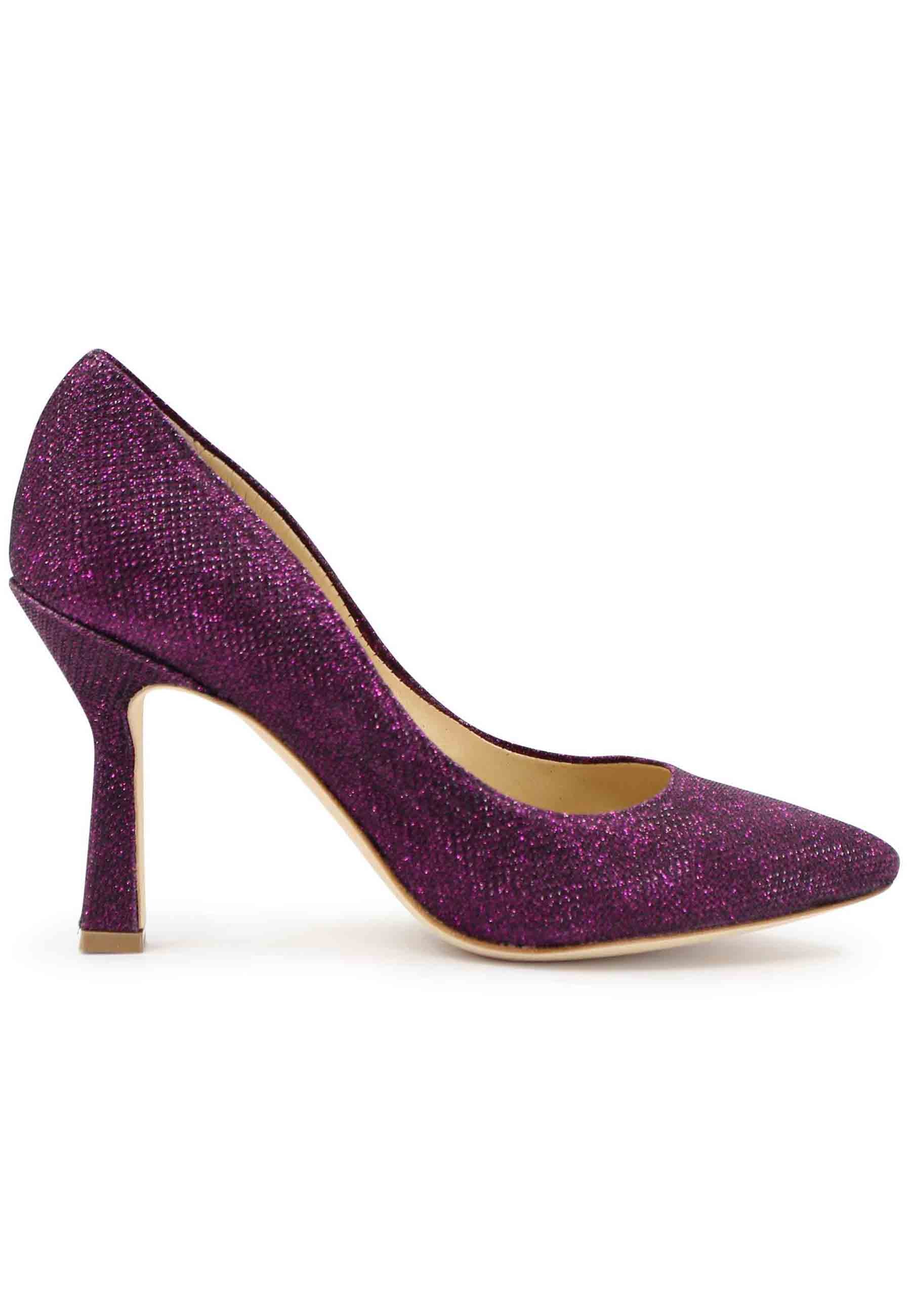 DE1002/RT women's pumps in purple lux fabric with high heel