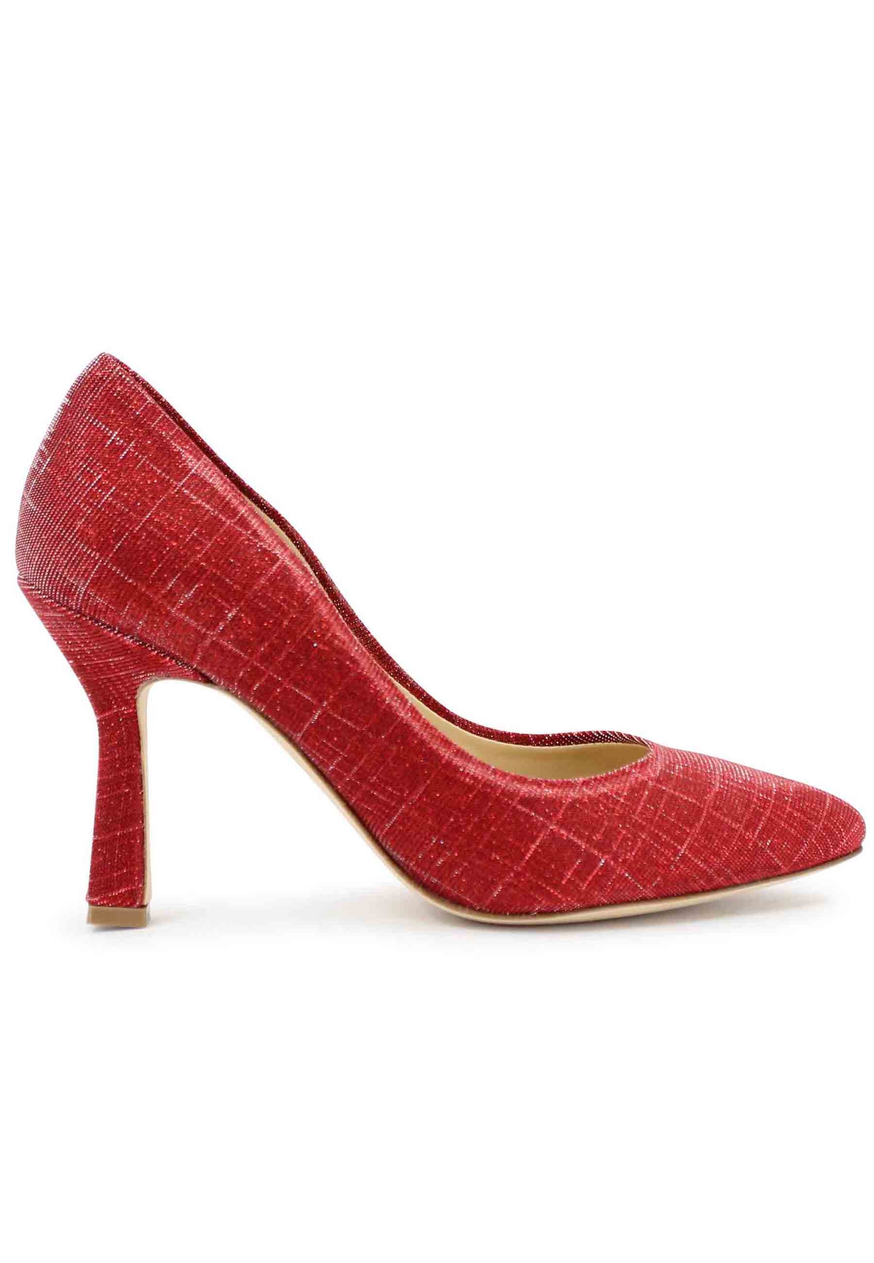 DE1002/RT women's pumps in red lux fabric with high heel