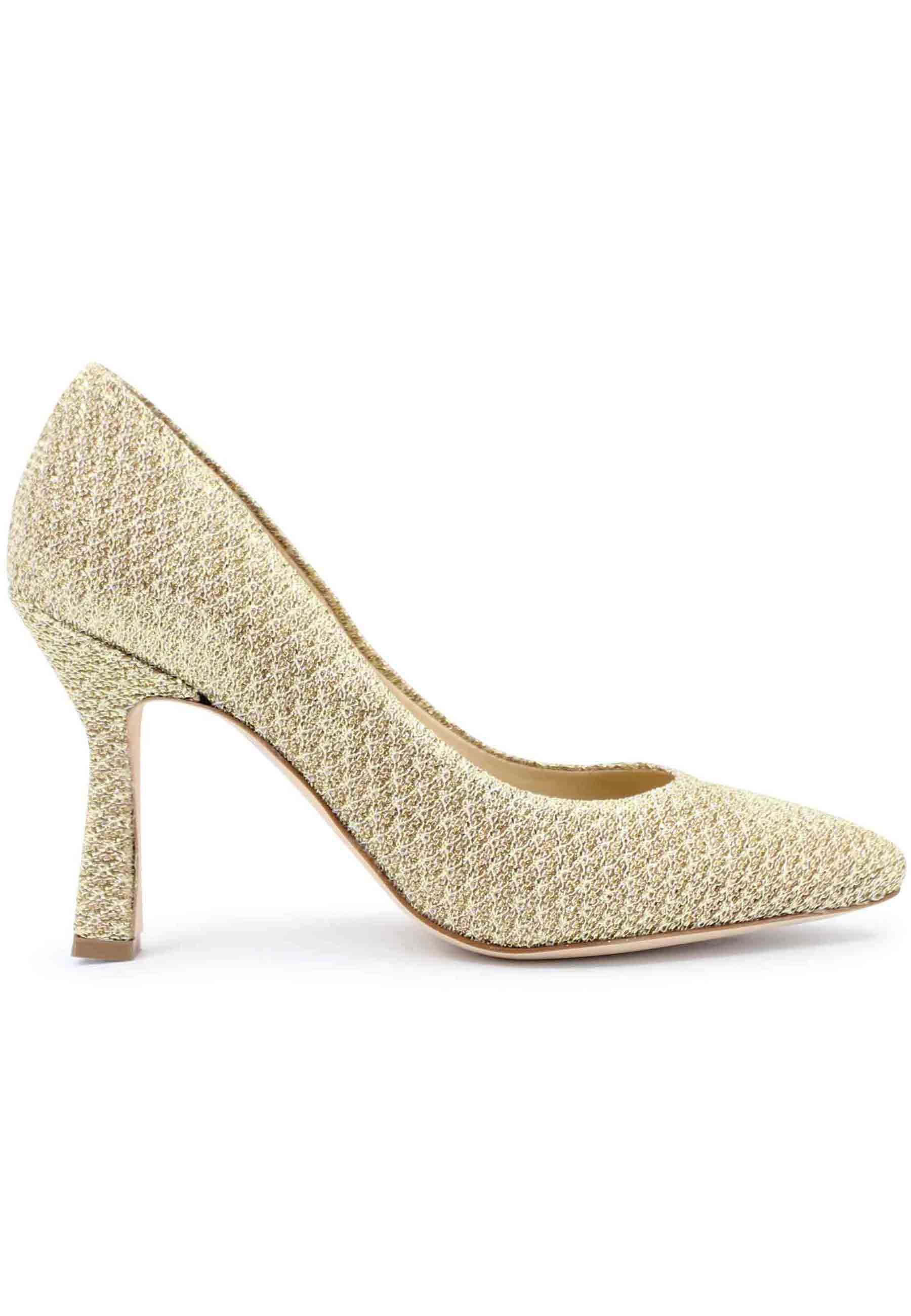 DE1002/RT pumps in gold Tolosa fabric with high heel