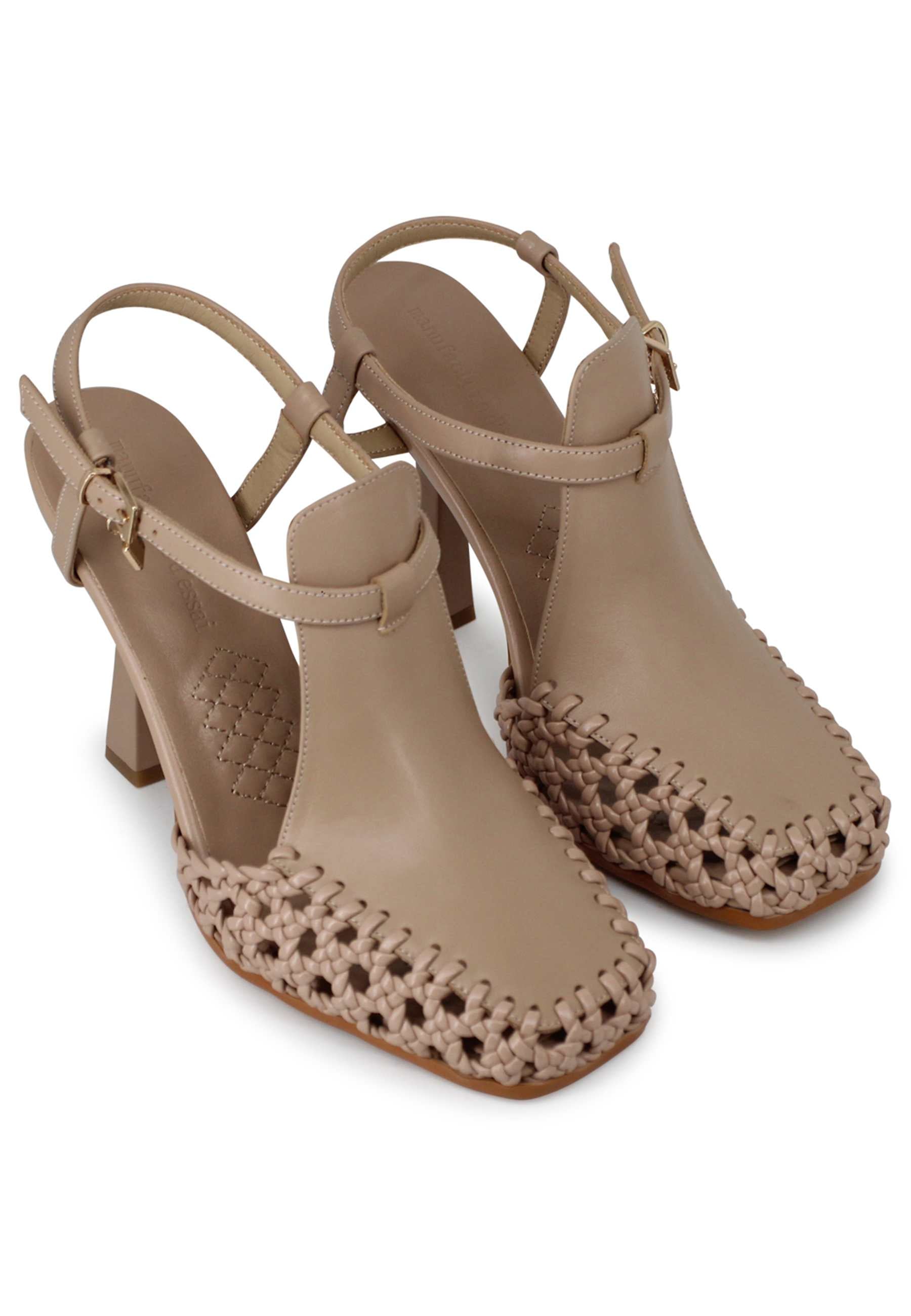 Sandali slingback donna in pelle naturale con tacco alto VO548 200 Manufacture D'Essai 