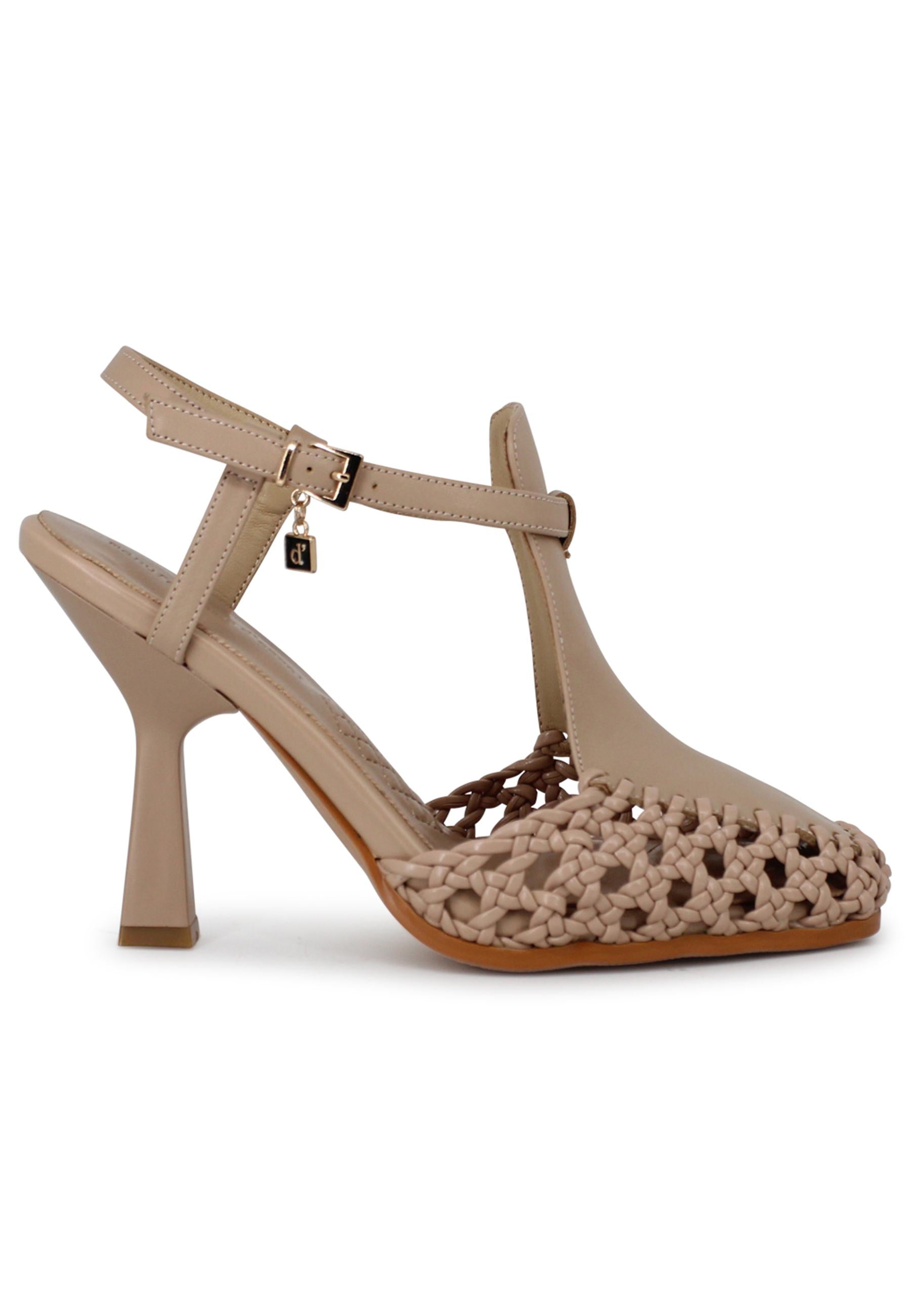 Spatarella Sandali slingback donna in pelle naturale con tacco alto