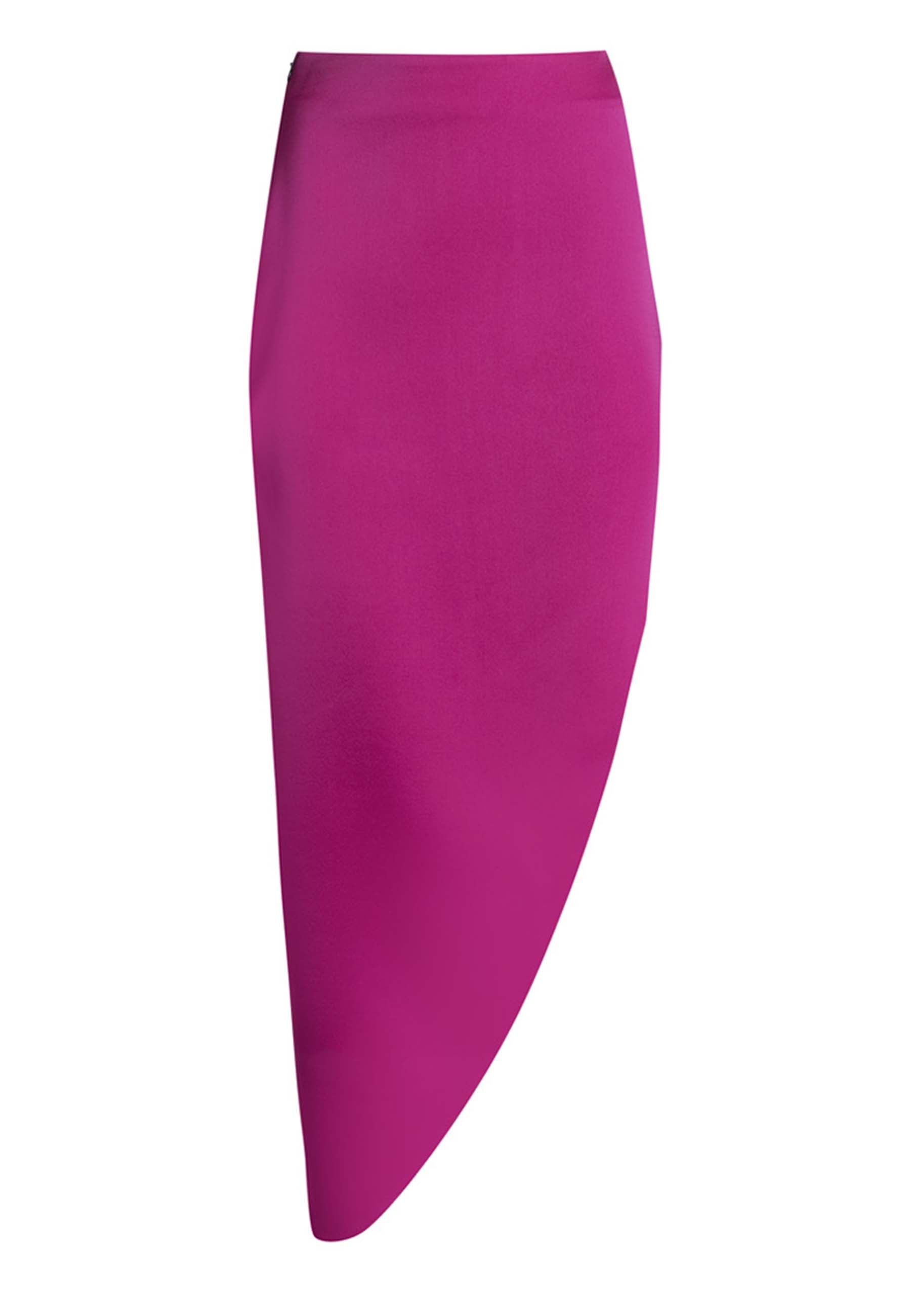 Women's midi skirt in fuchsia fabric with side tip and slit