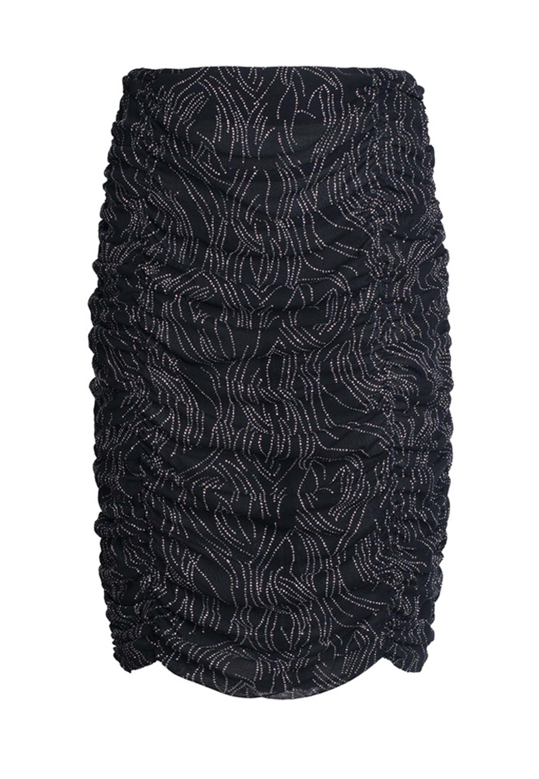 Women's long skirt in transparent black sequined fabric
