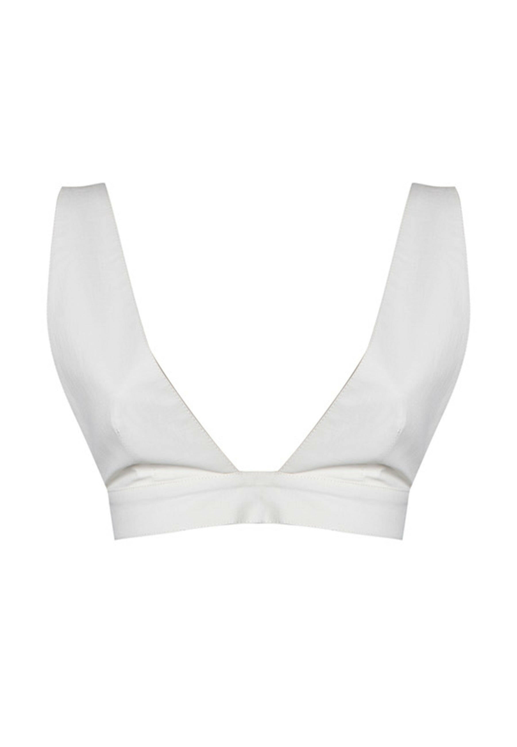 Women's white cotton blend crop top with back buttons