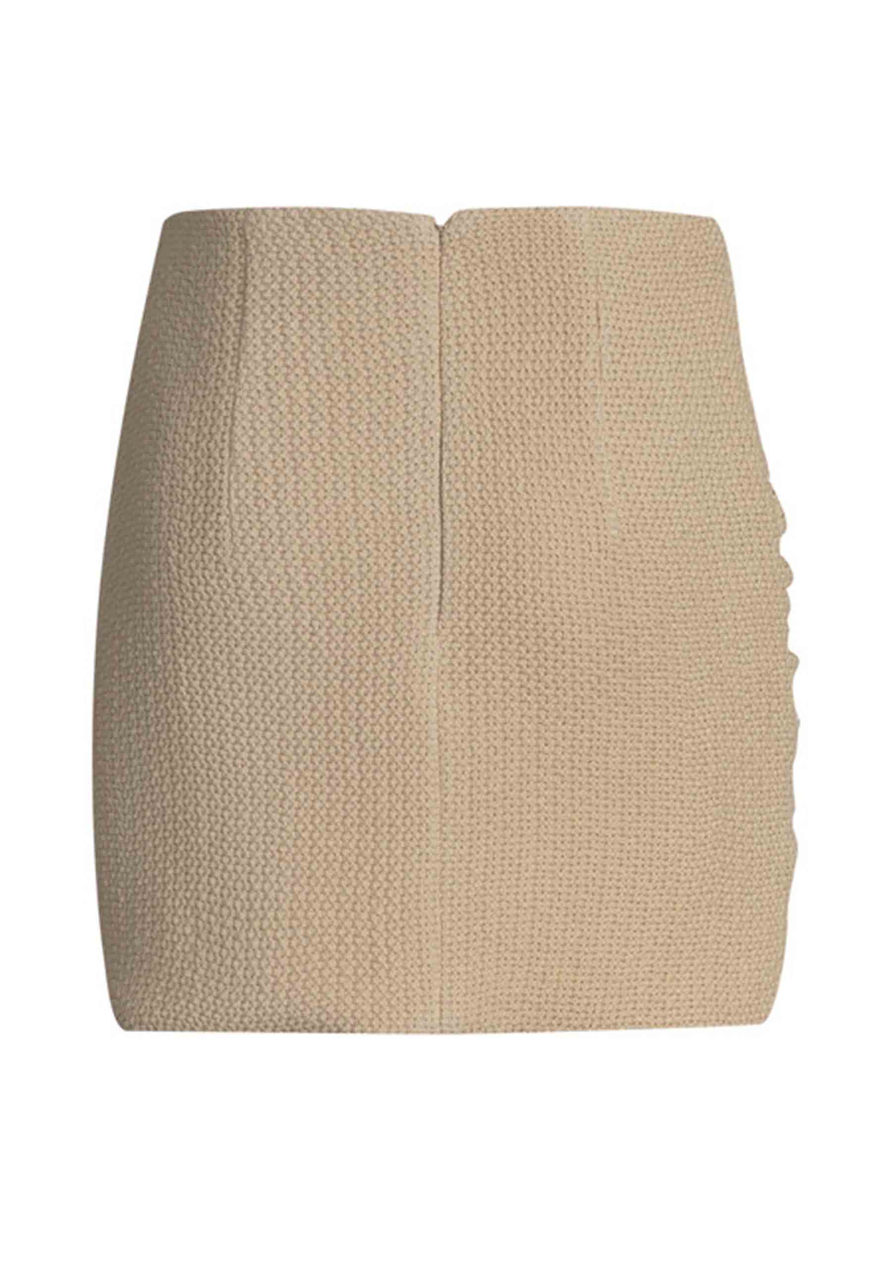 Women's beige cotton mini skirt with side gathering