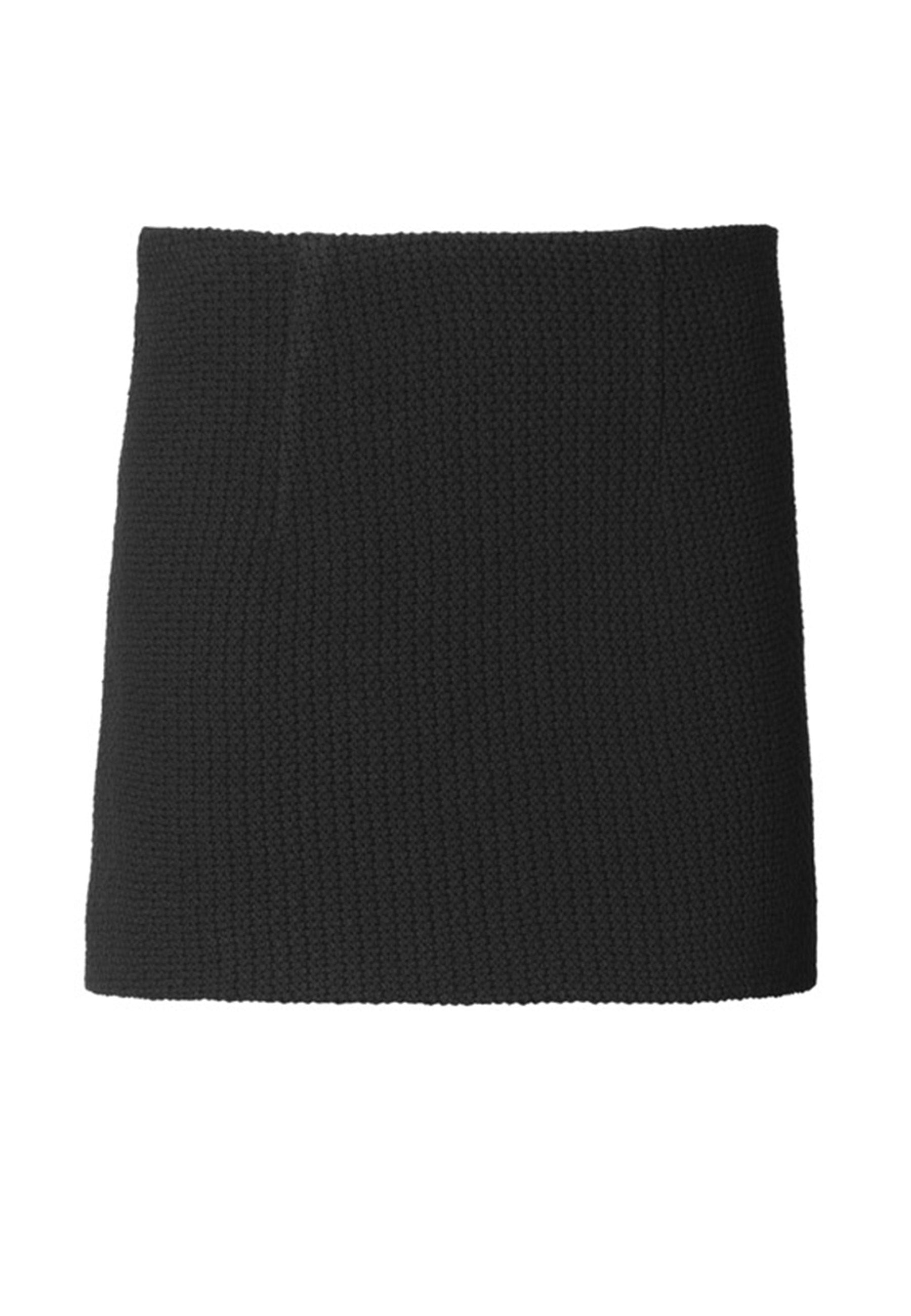 Women's black cotton mini skirt with slit