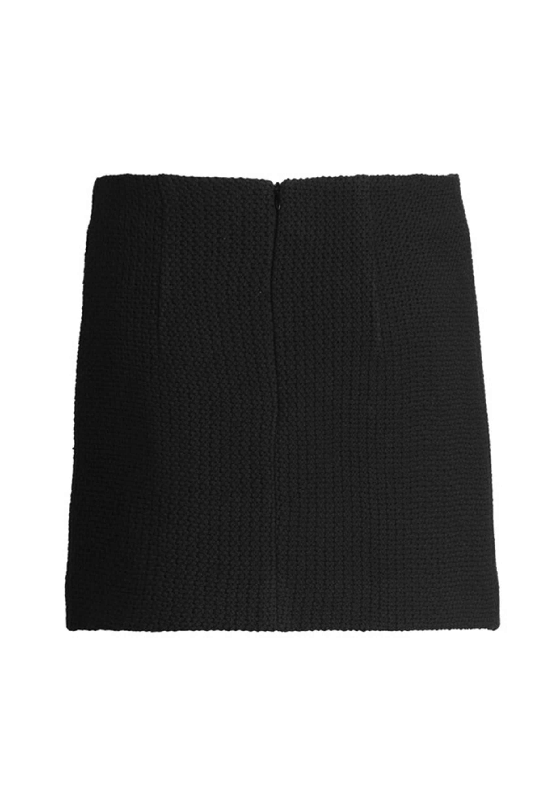 Women's black cotton mini skirt with slit
