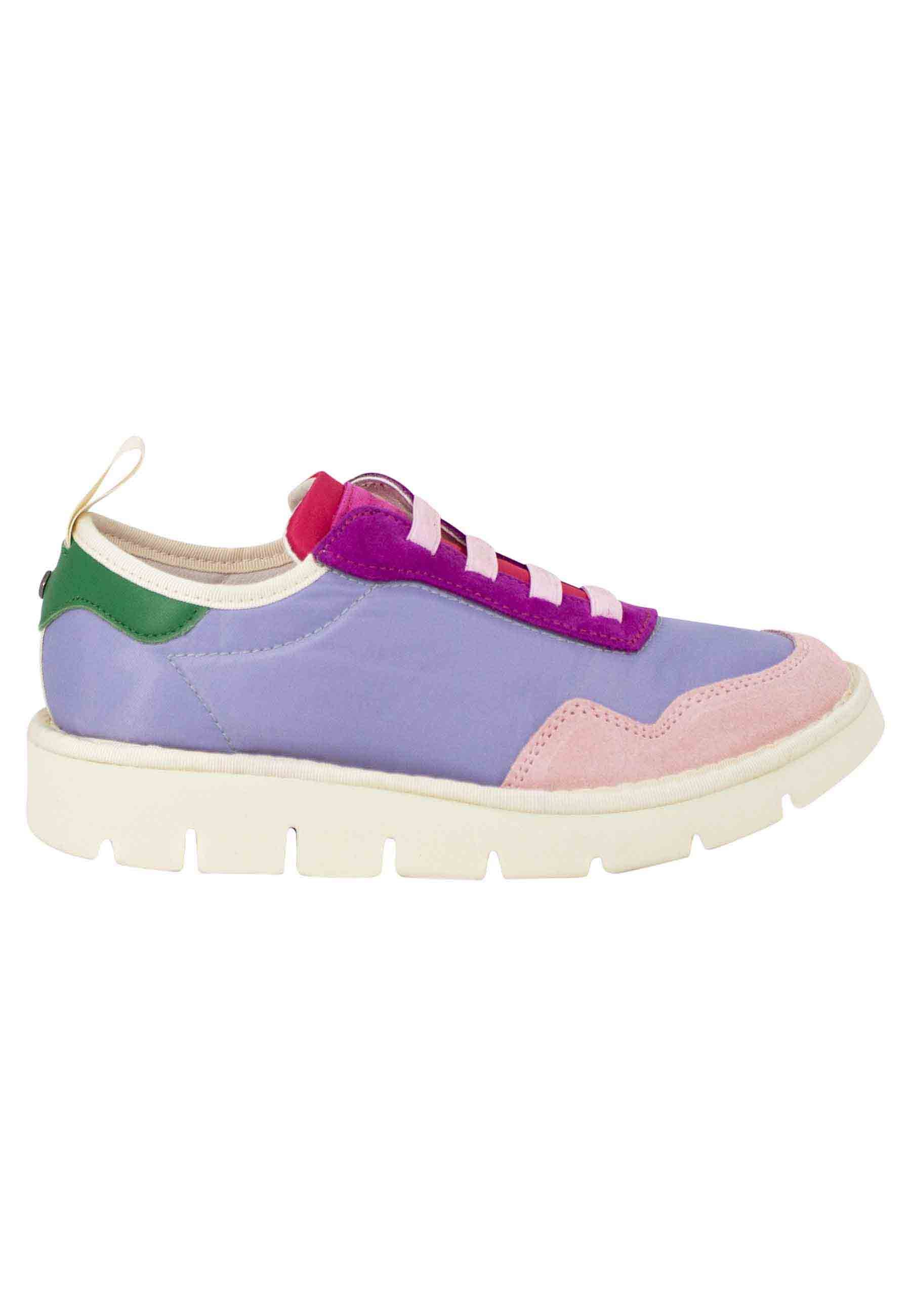Women's sneakers in multicolor lilac fabric 00203012