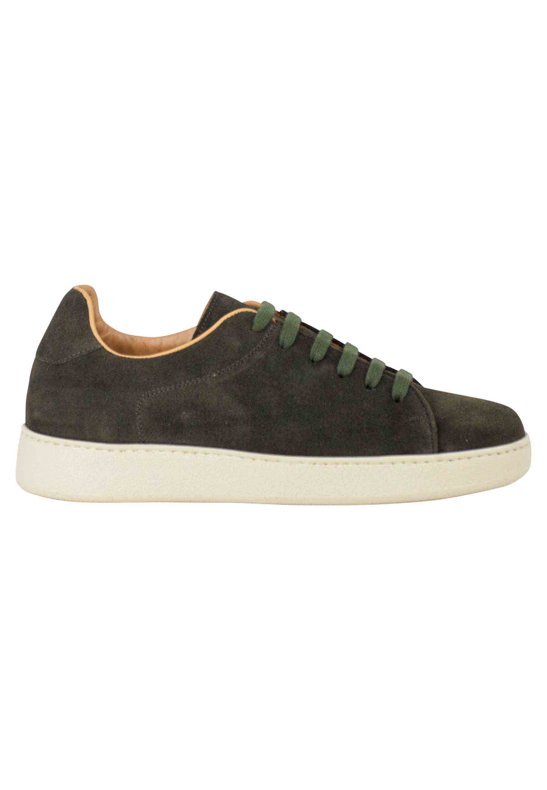 Spatarella Sneakers uomo in camoscio ingrassato verde e suola ultra leggera