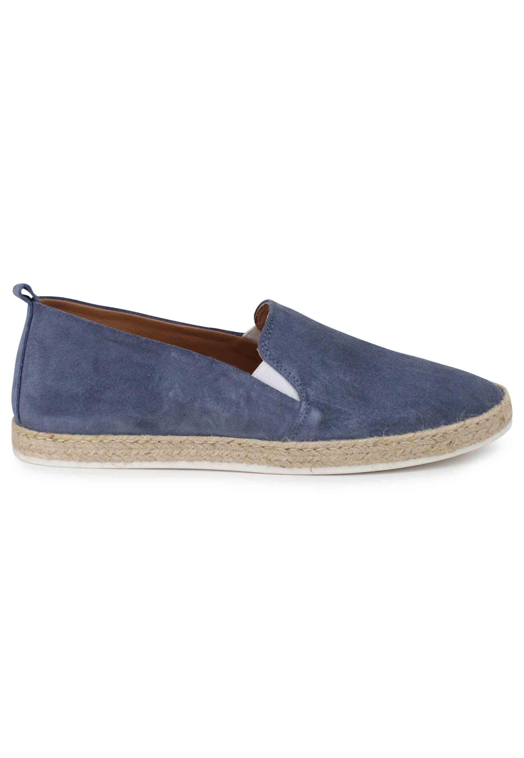 Mocassins espadrilles pour hommes en daim bleu