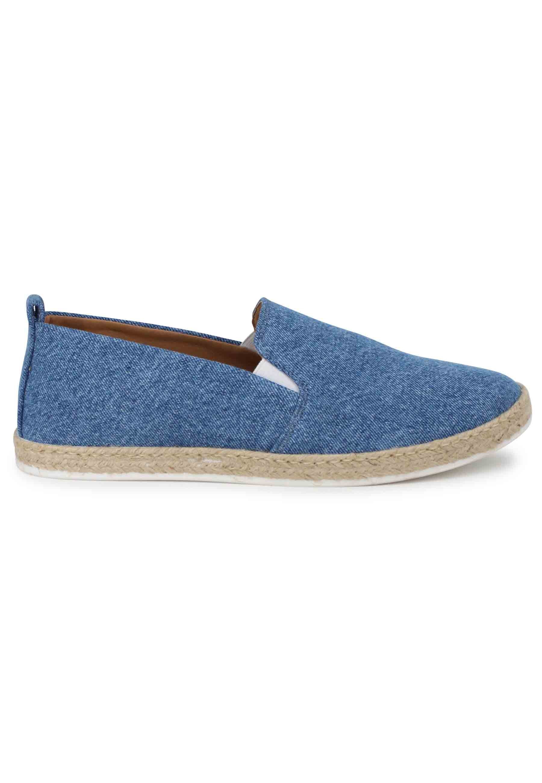 Spatarella Mocassini espadrillas uomo in canvas blu denim