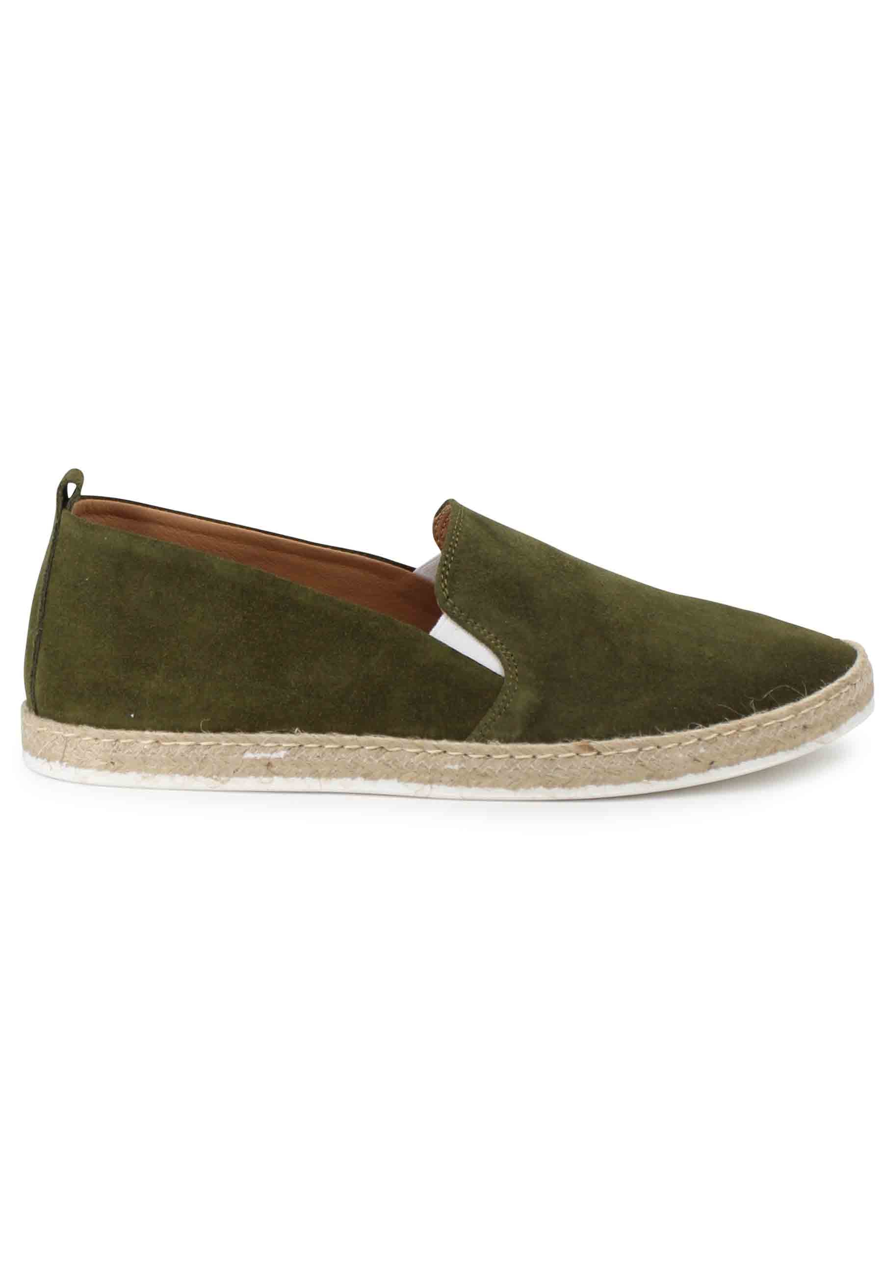 Mocassini espadrillas uomo in camoscio verde