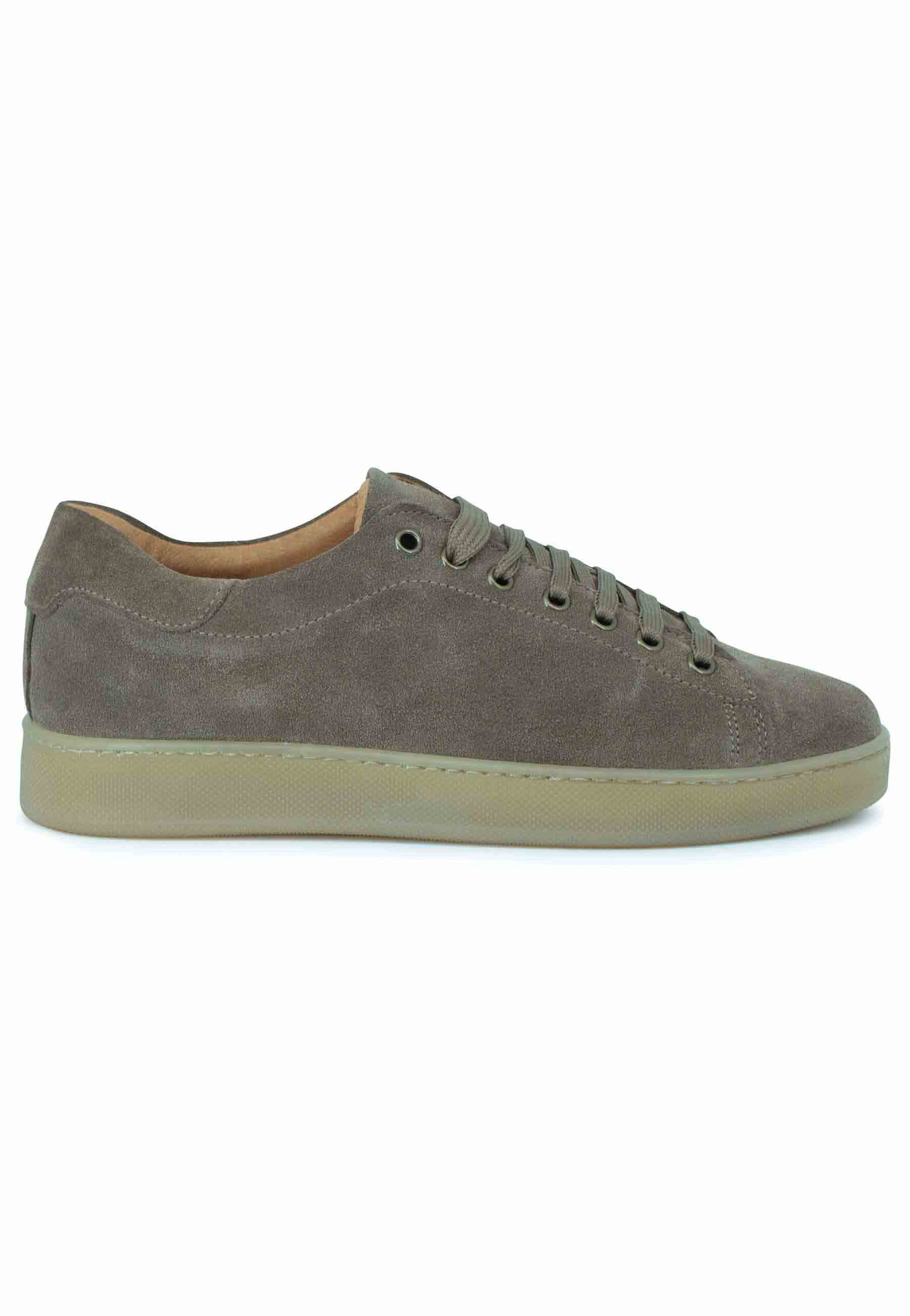 Spatarella Sneakers uomo in camoscio tortora con fondo gomma