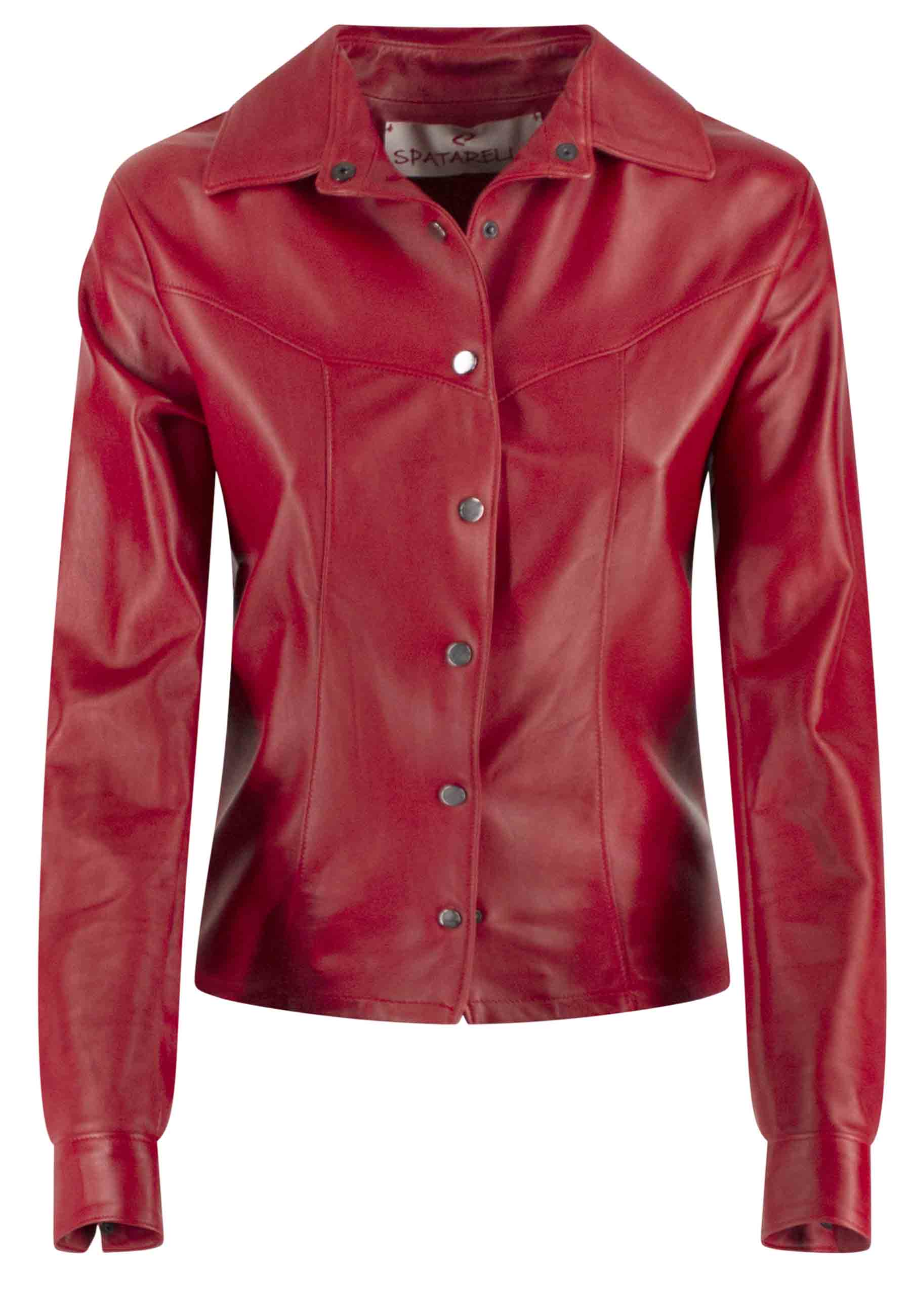 Spatarella Camicia donna in pelle sfoderata rossa maniche lunghe