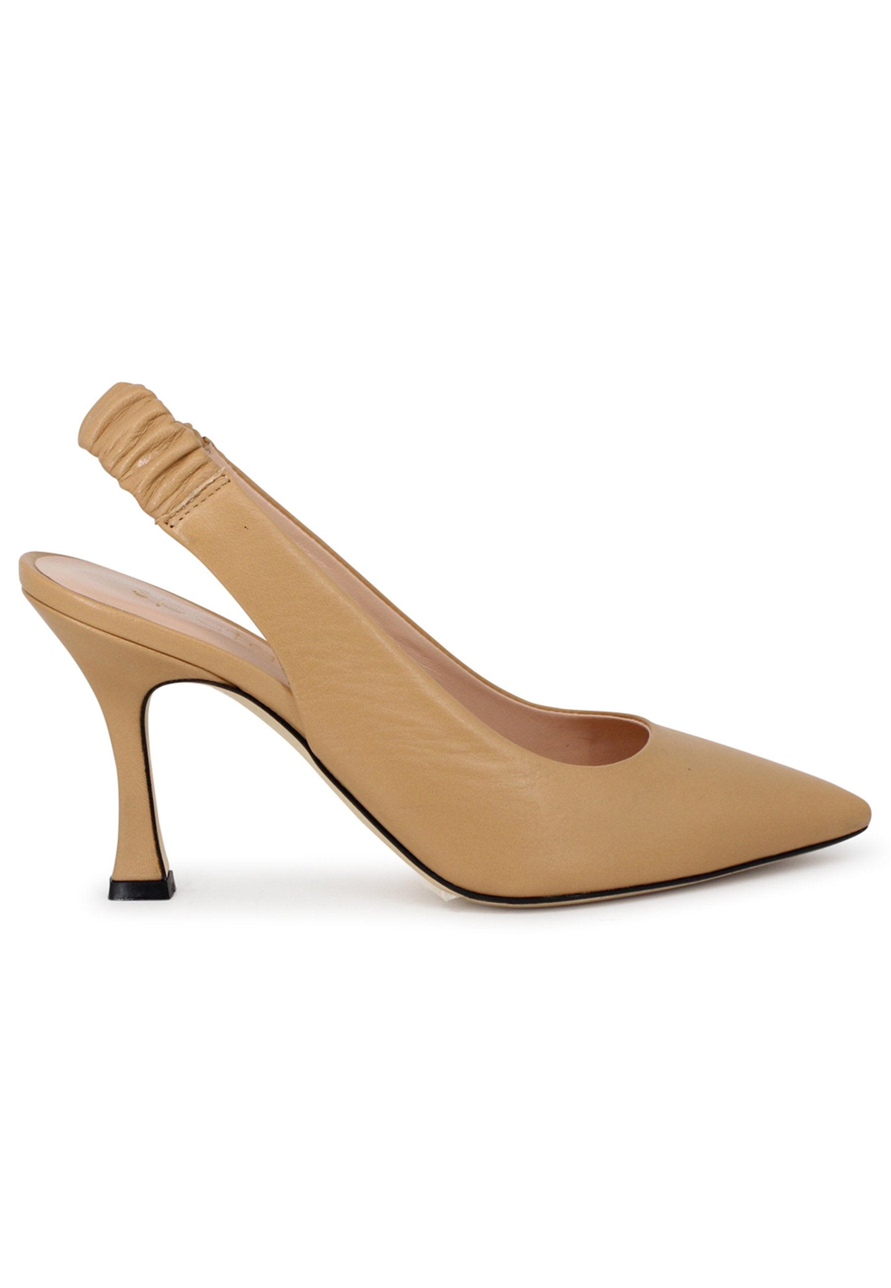 Spatarella Decollete slingback donna in pelle nude con tacco alto