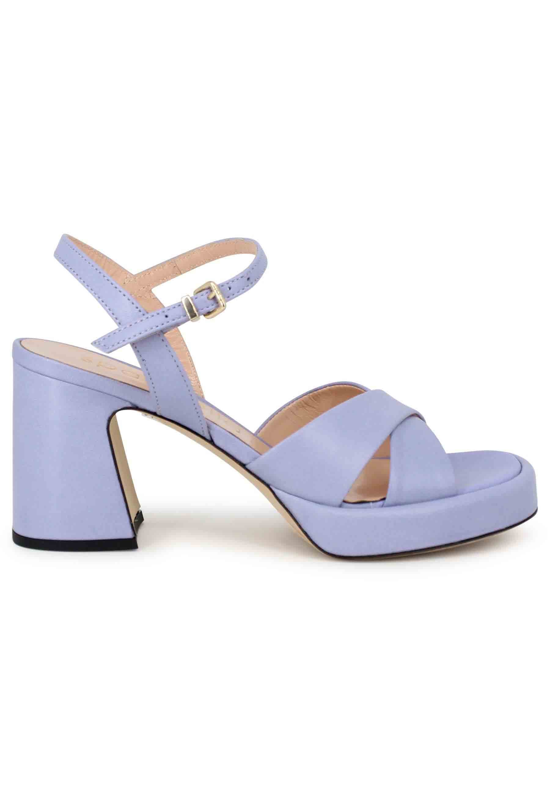 Women's wisteria leather sandals with high heel and ankle strap