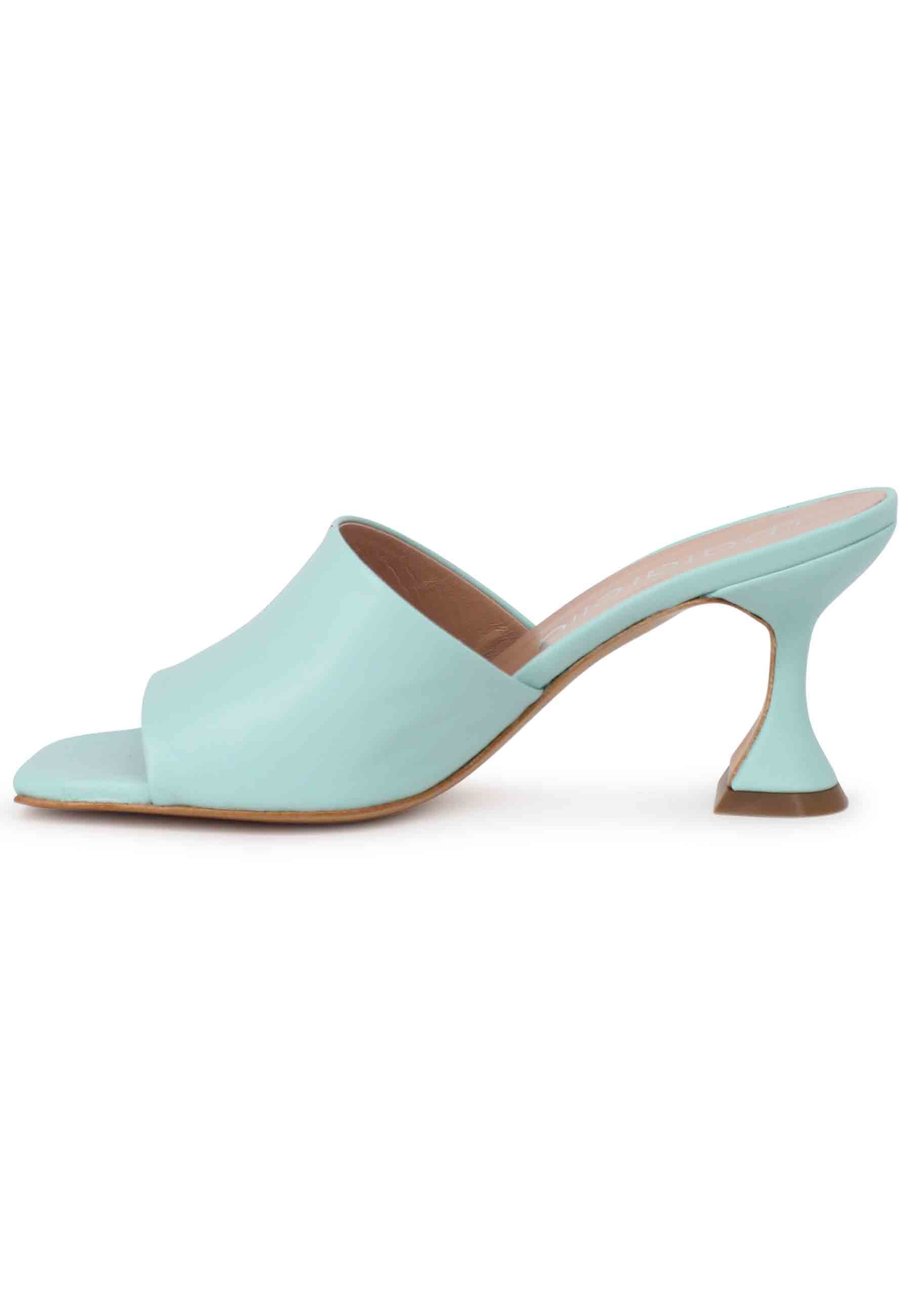Sandali donna in pelle verde con tacco alto e punta quadra SPL35 025 Spatarella 