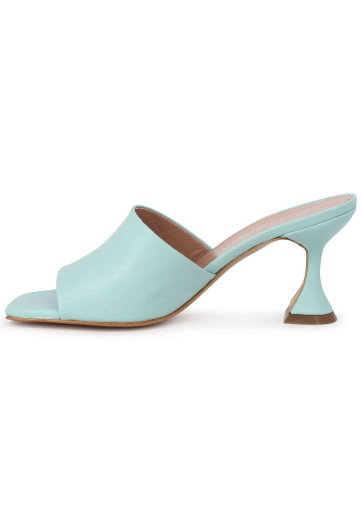 Sandali donna in pelle verde con tacco alto e punta quadra SPL35 025 Spatarella 