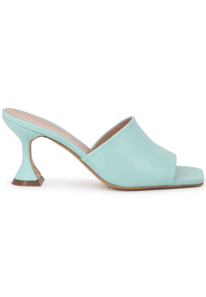Sandali donna in pelle verde con tacco alto e punta quadra SPL35 025 Spatarella 