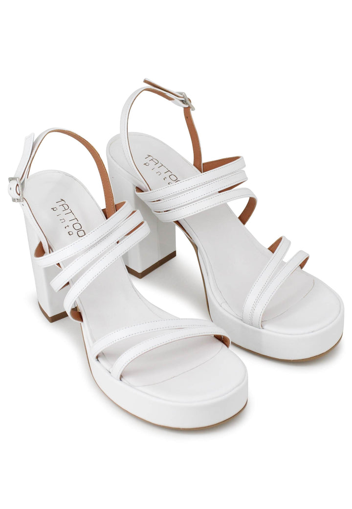 Sandali slingback donna in pelle bianca con tacco alto e plateau MERAK 2 100 Tattoo 