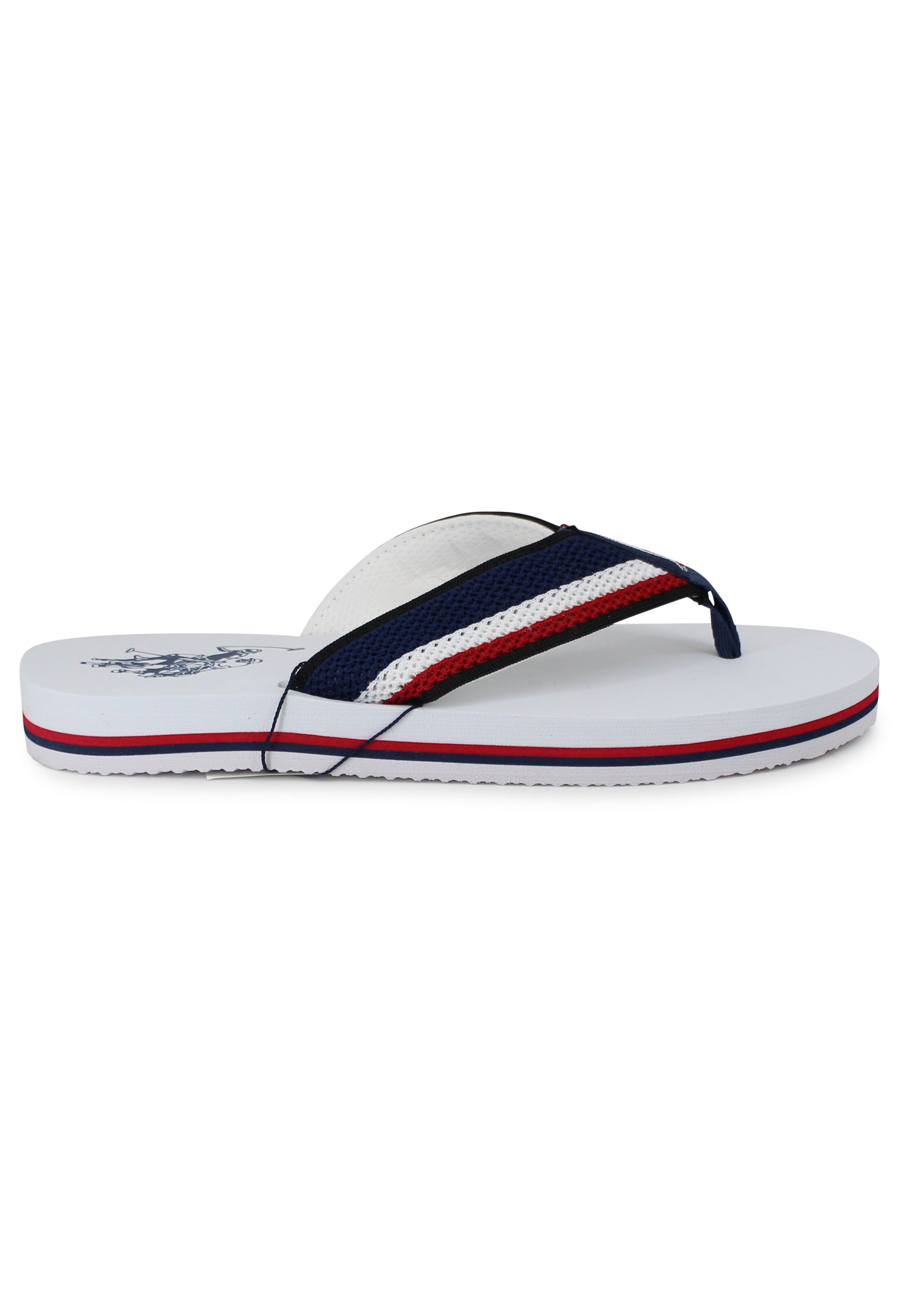 Men's flip flops in white fabric with light rubber sole