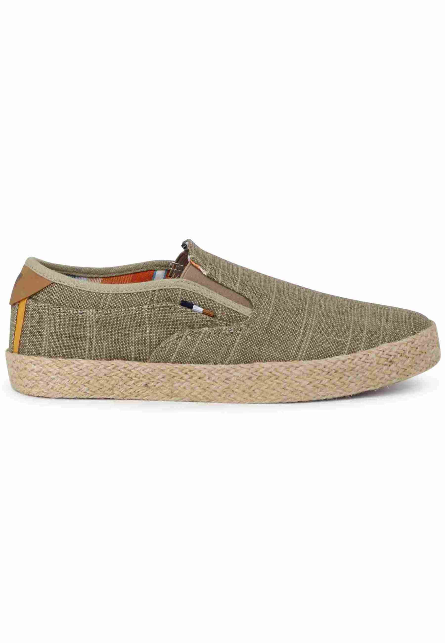 Calypso Slip On Rope men's moccasins in sand fabric with rope sole