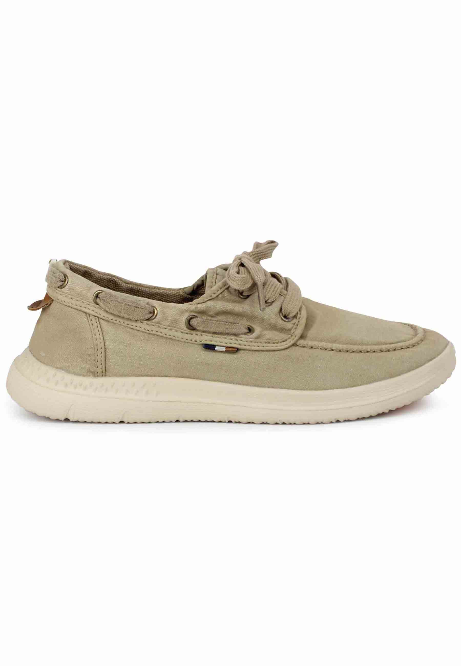 Spatarella Sneakers uomo Kona Boat in tessuto sabbia con suola in gomma ultra leggera