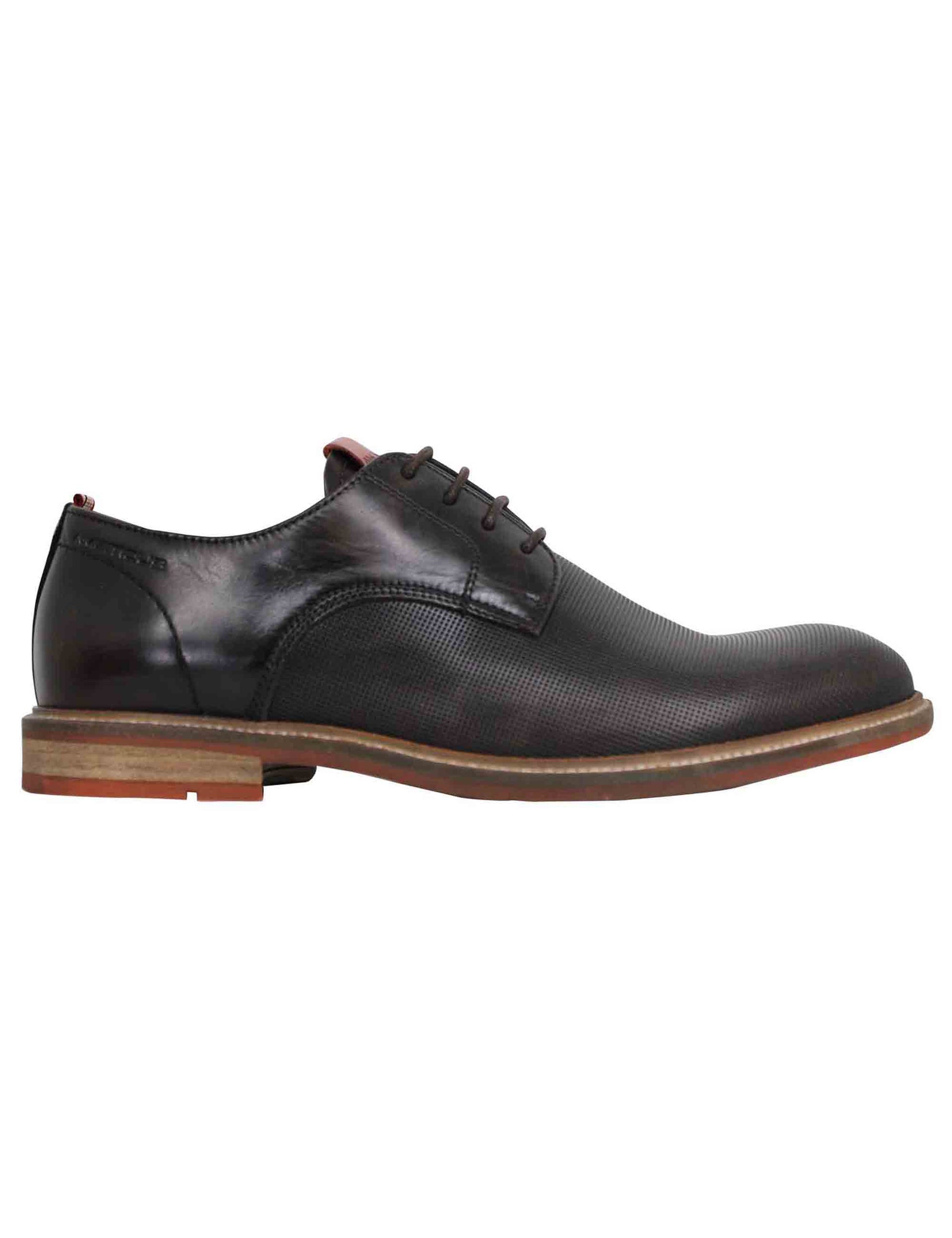 Caye men's lace-ups in brown leather with rubber sole