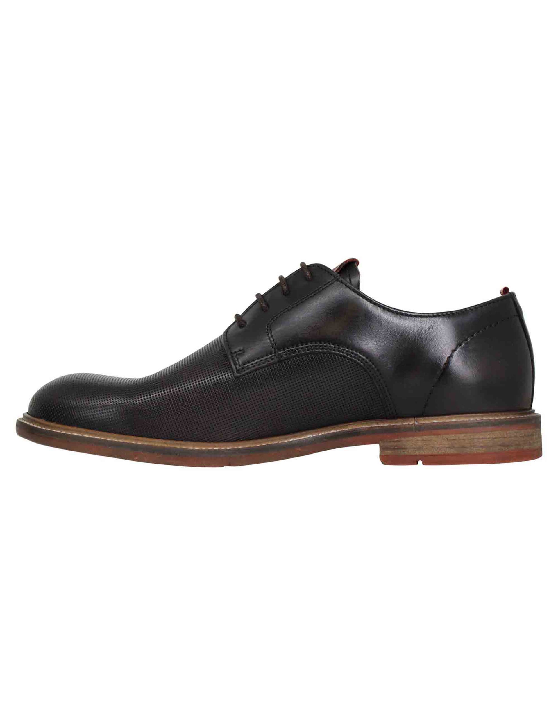 Caye men's lace-ups in brown leather with rubber sole