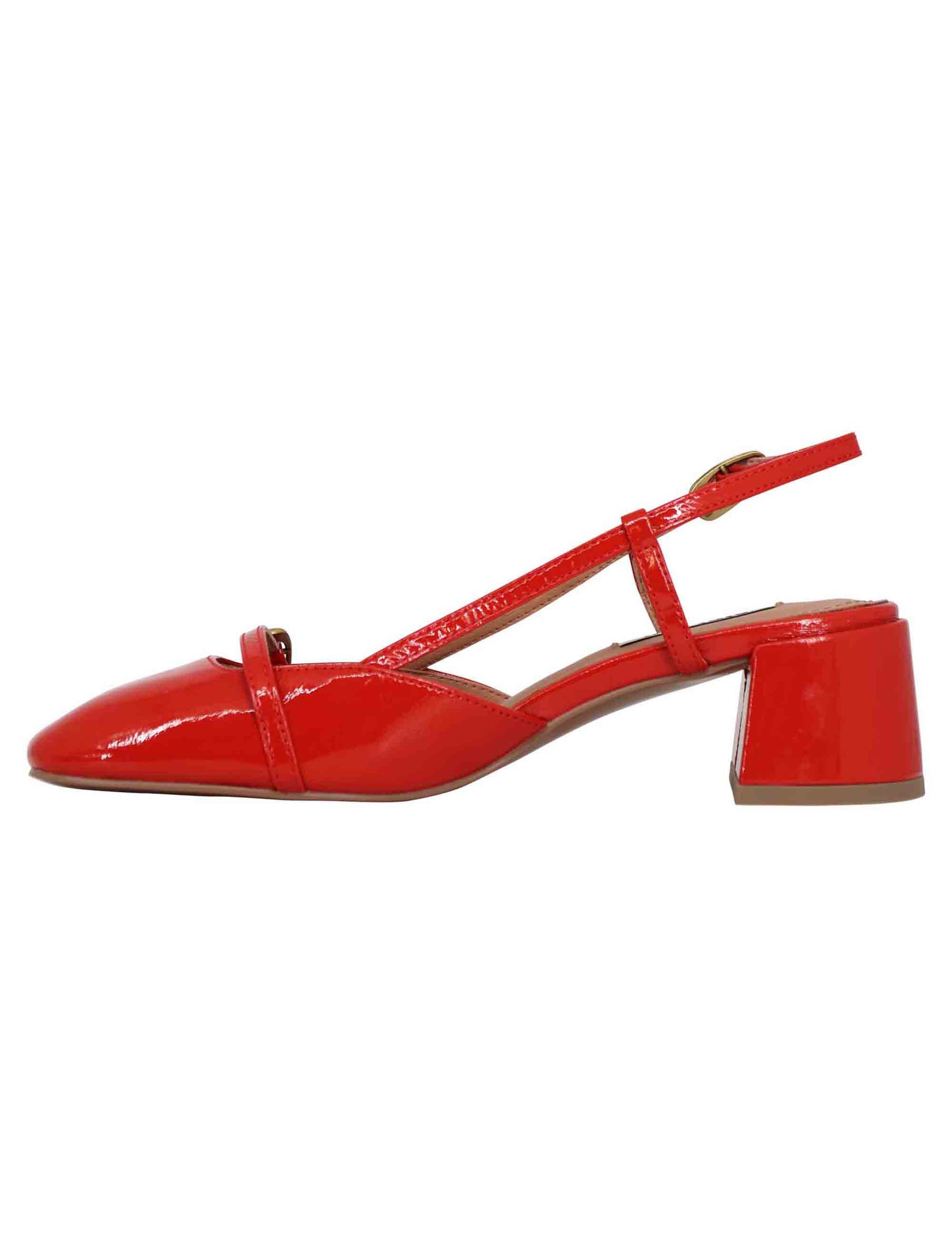Women's slingback pumps in red patent leather with Patty buckle
