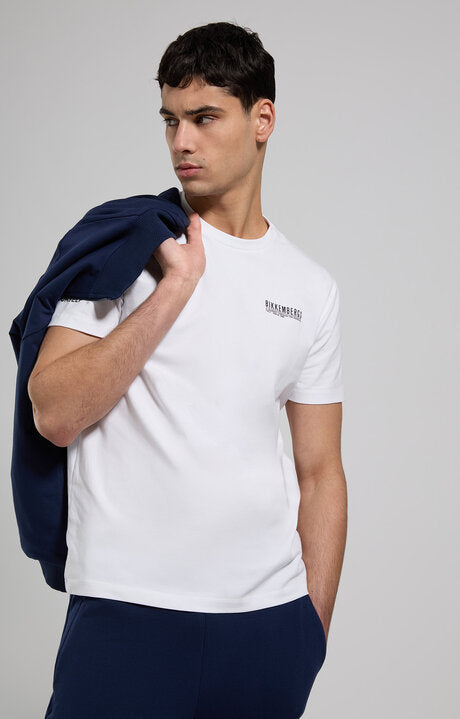 T-shirt uomo con microstampa in bianco