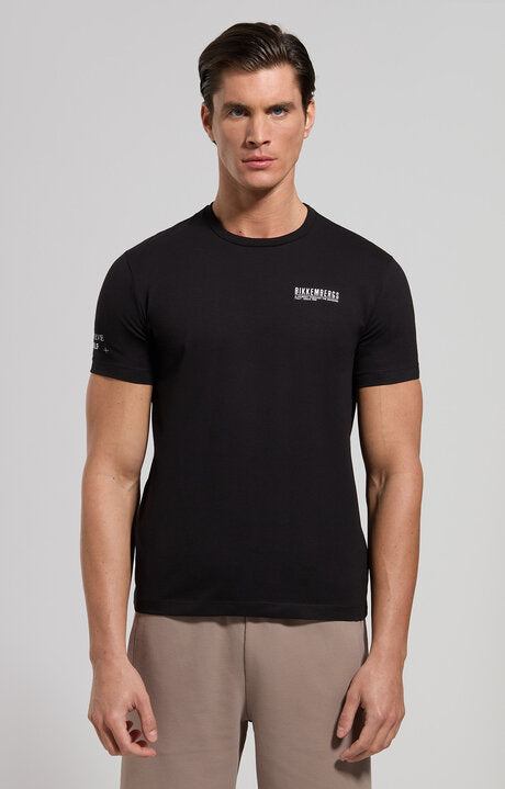 T-shirt uomo con micro-stampa in nero