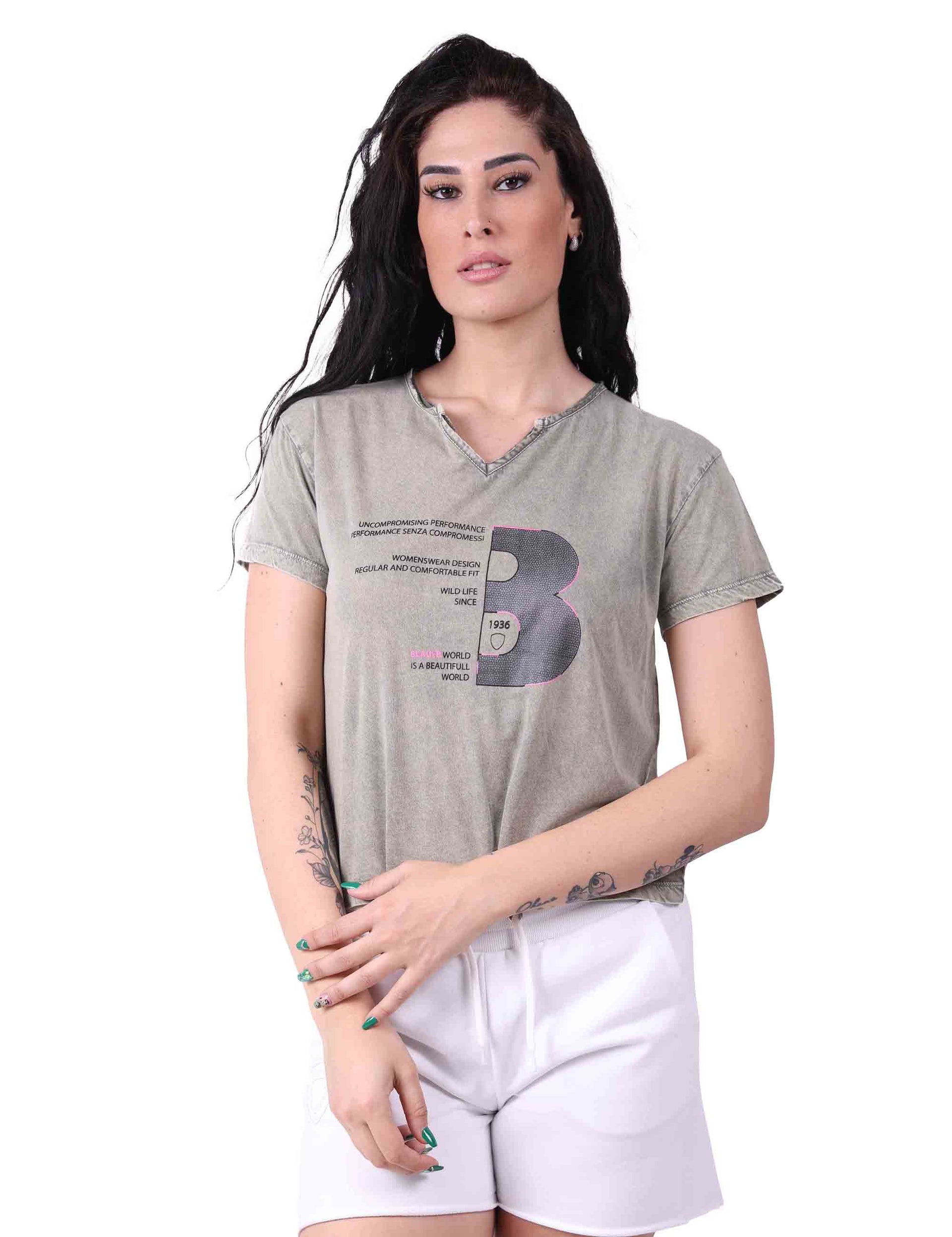 T-shirt donna con stampa in grigio