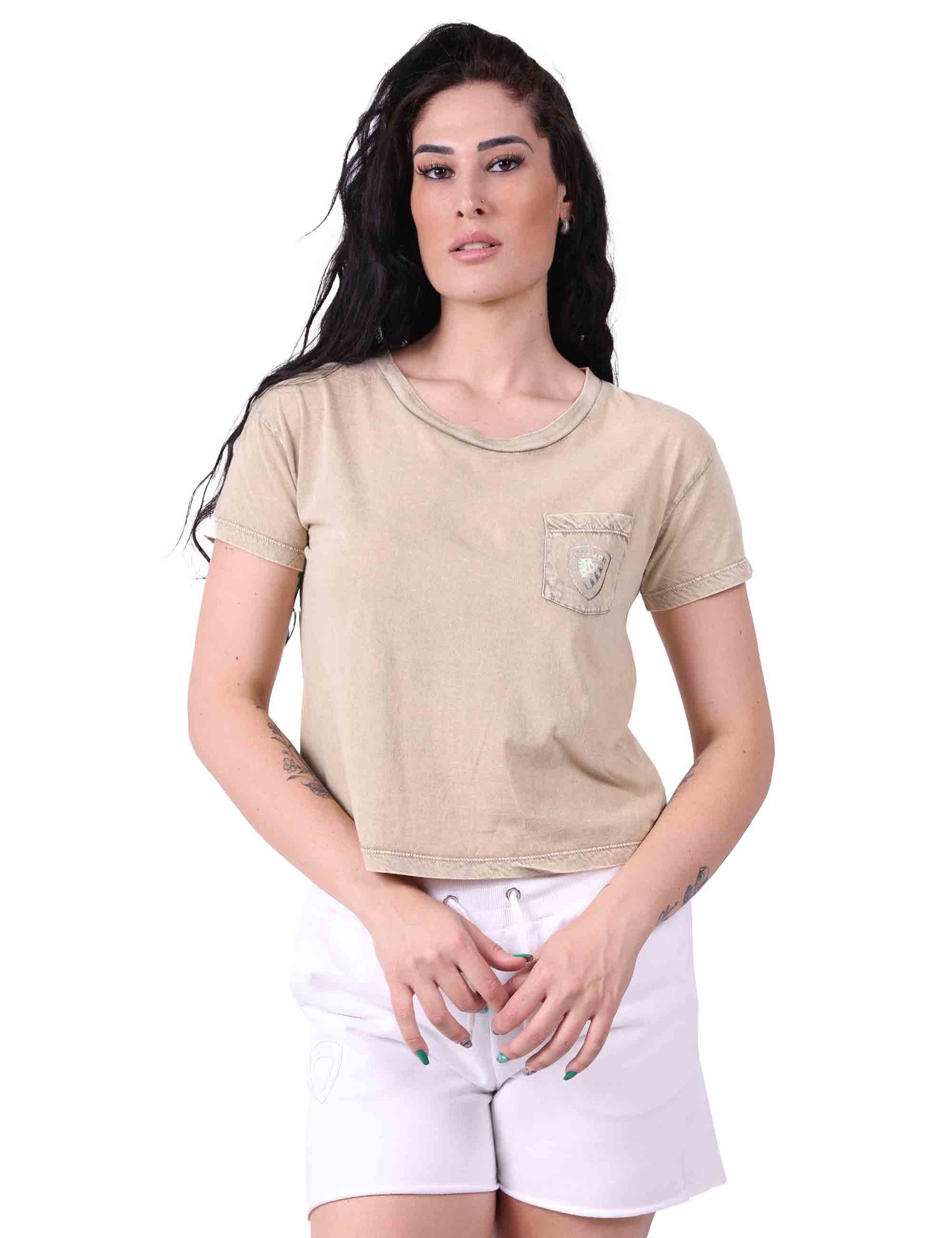 T-shirt girocollo donna in jersey di cotone