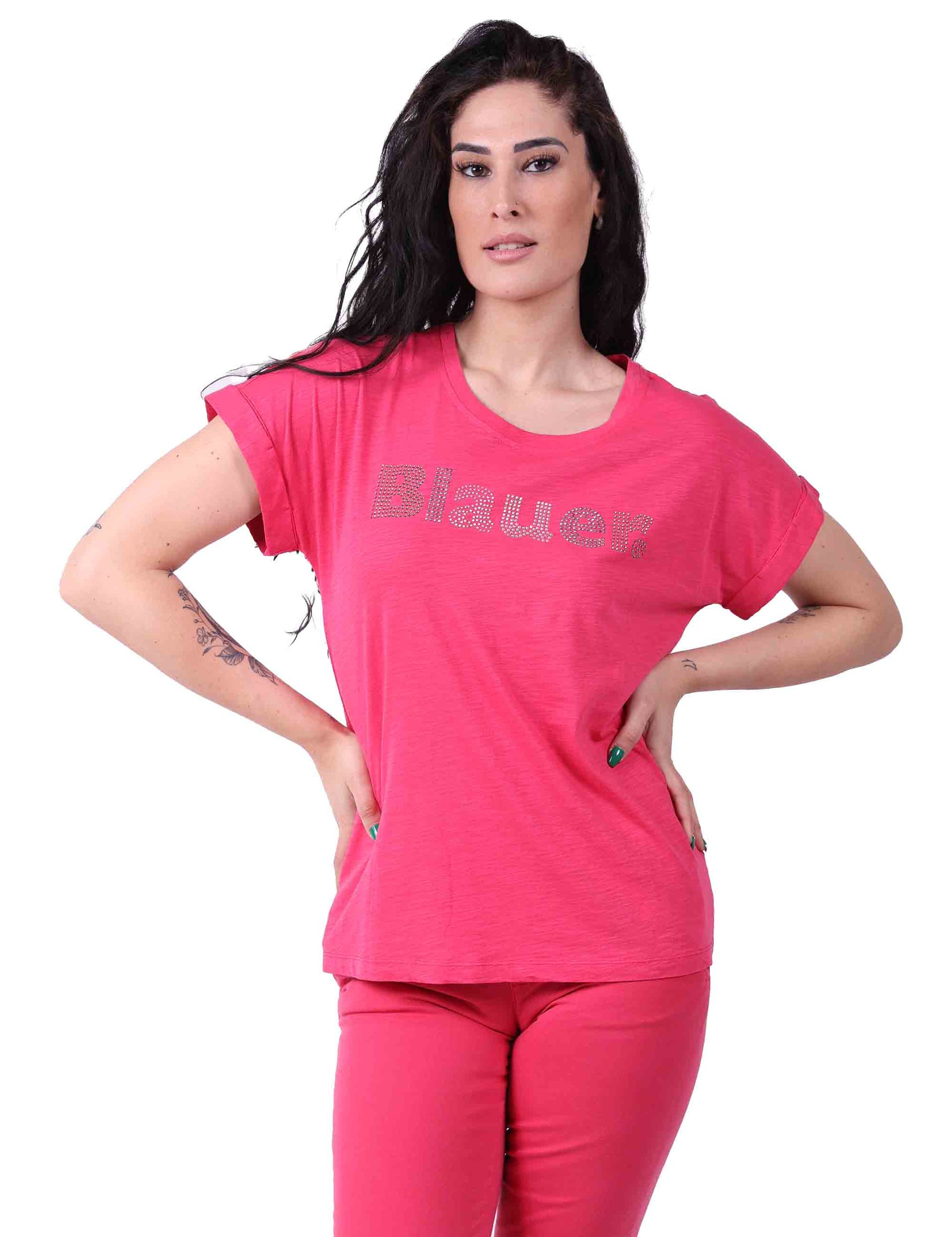 T-shirt donna in jersey di cotone rosa