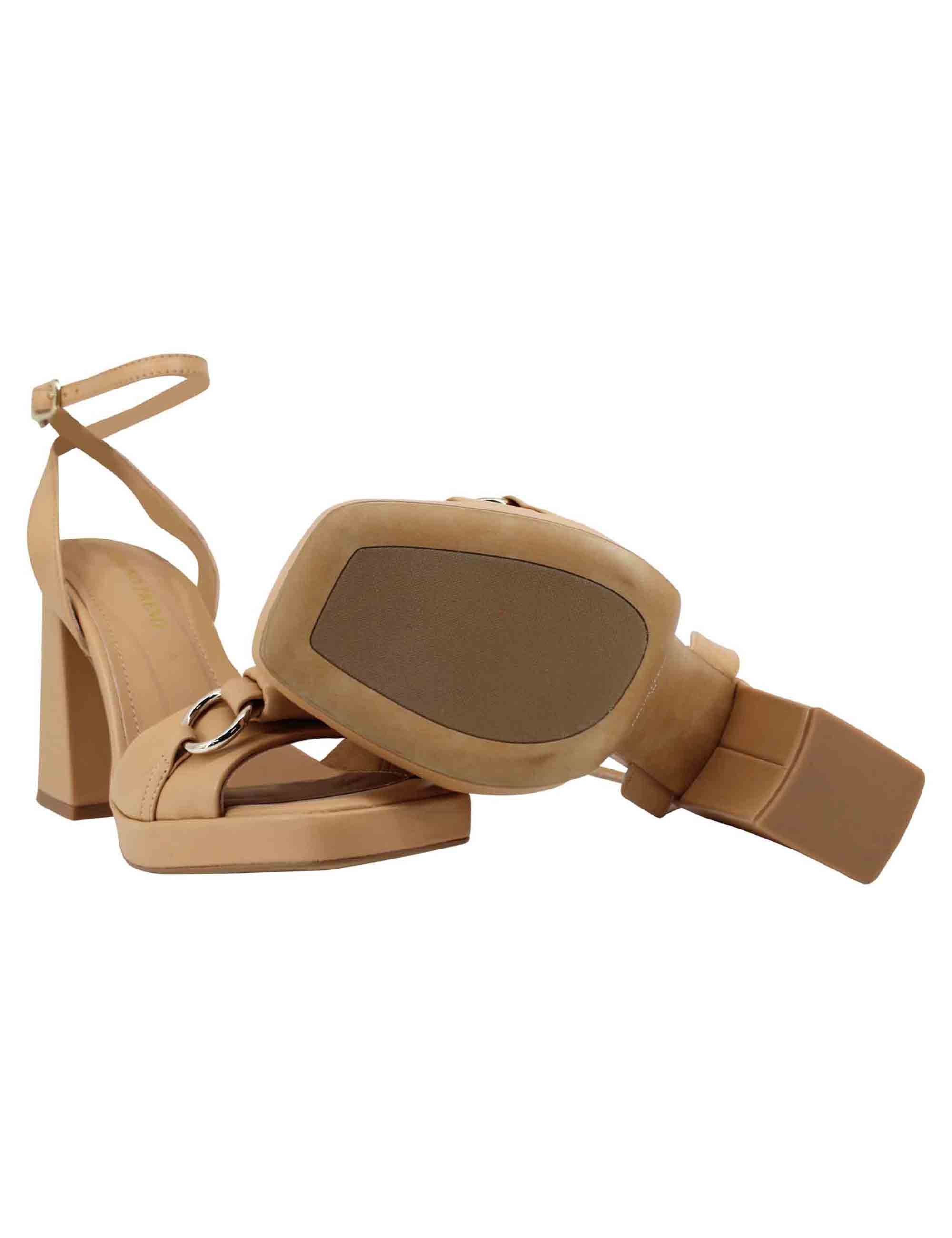 Sandali donna in pelle naturale con cinturino alla caviglia tacco alto e plateau BH2802X 014 Bruno Premi 