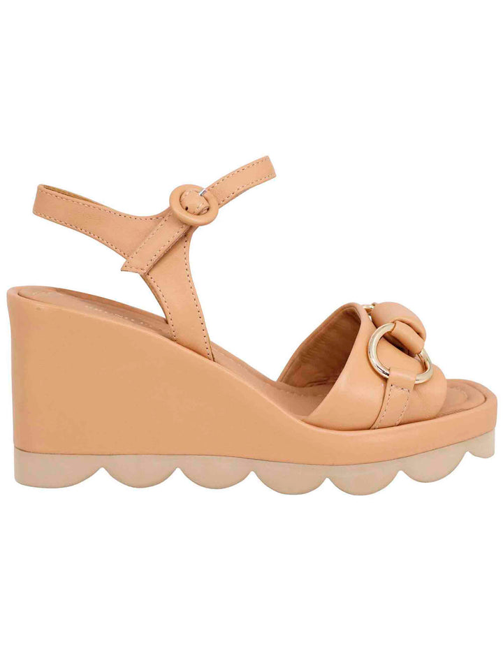 Sandali donna in pelle beige con zeppa alta e cinturino alla caviglia BH3405X 014 Bruno Premi 