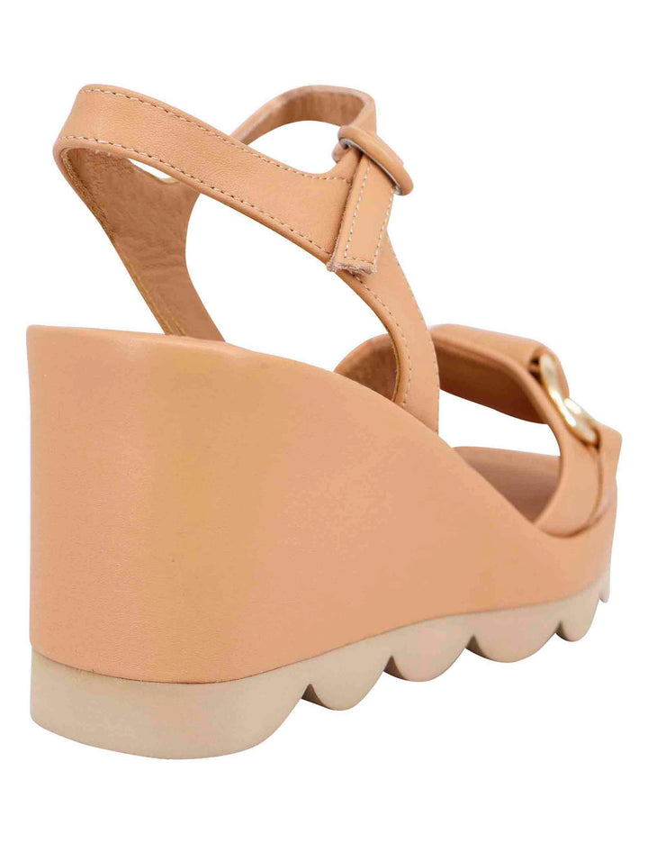 Sandali donna in pelle beige con zeppa alta e cinturino alla caviglia BH3405X 014 Bruno Premi 