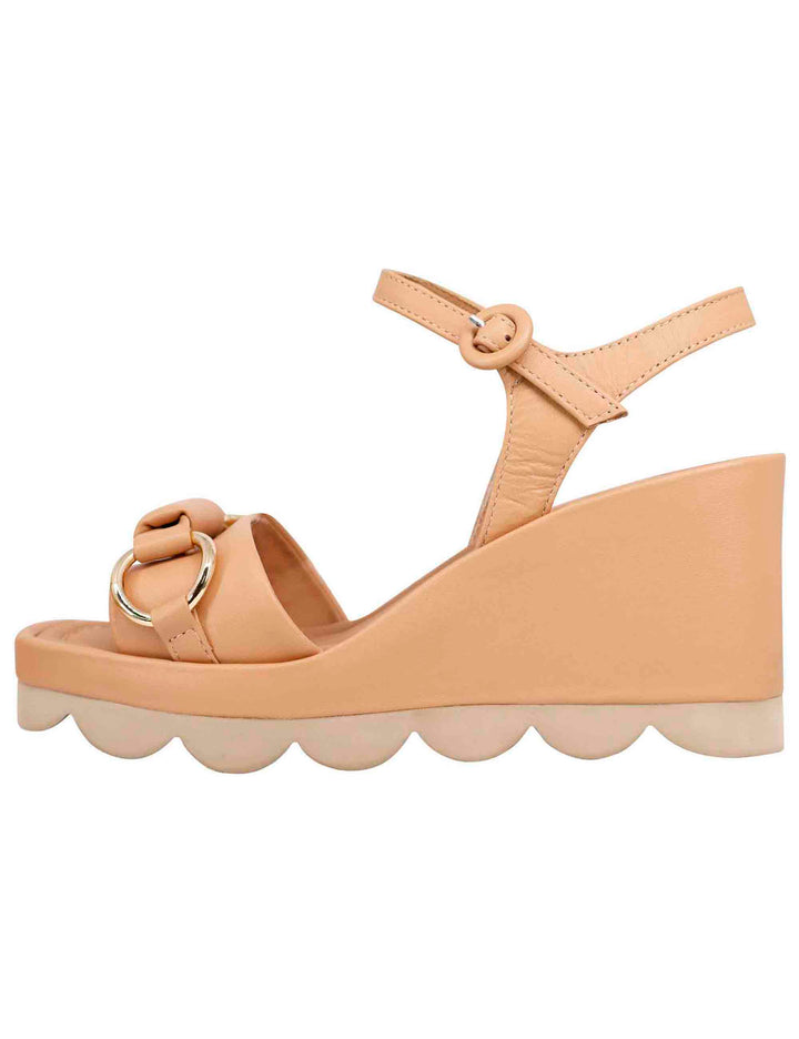 Sandali donna in pelle beige con zeppa alta e cinturino alla caviglia BH3405X 014 Bruno Premi 