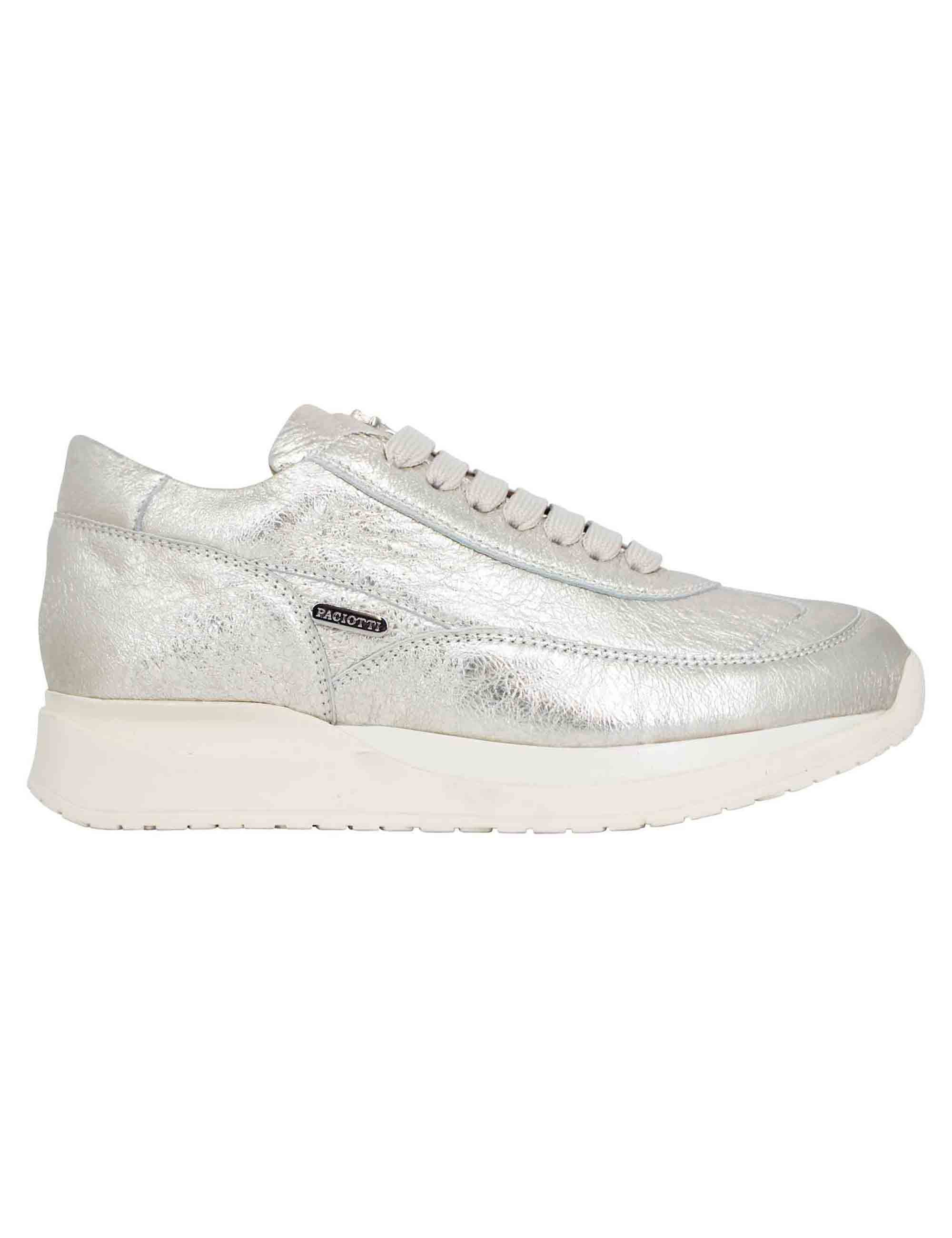 Spatarella Sneakers donna in pelle laminata platino