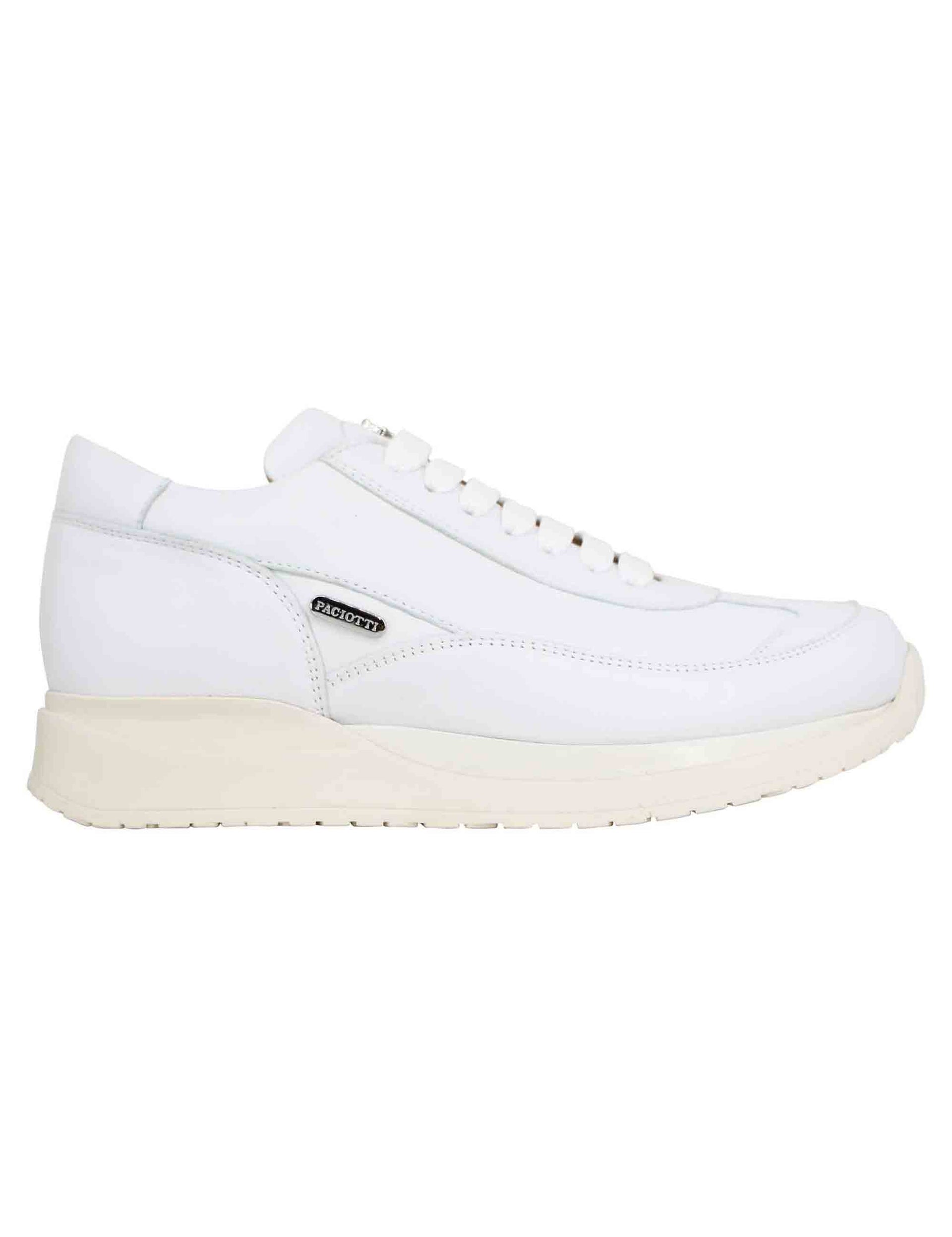 Women's sneakers in white laminated leather