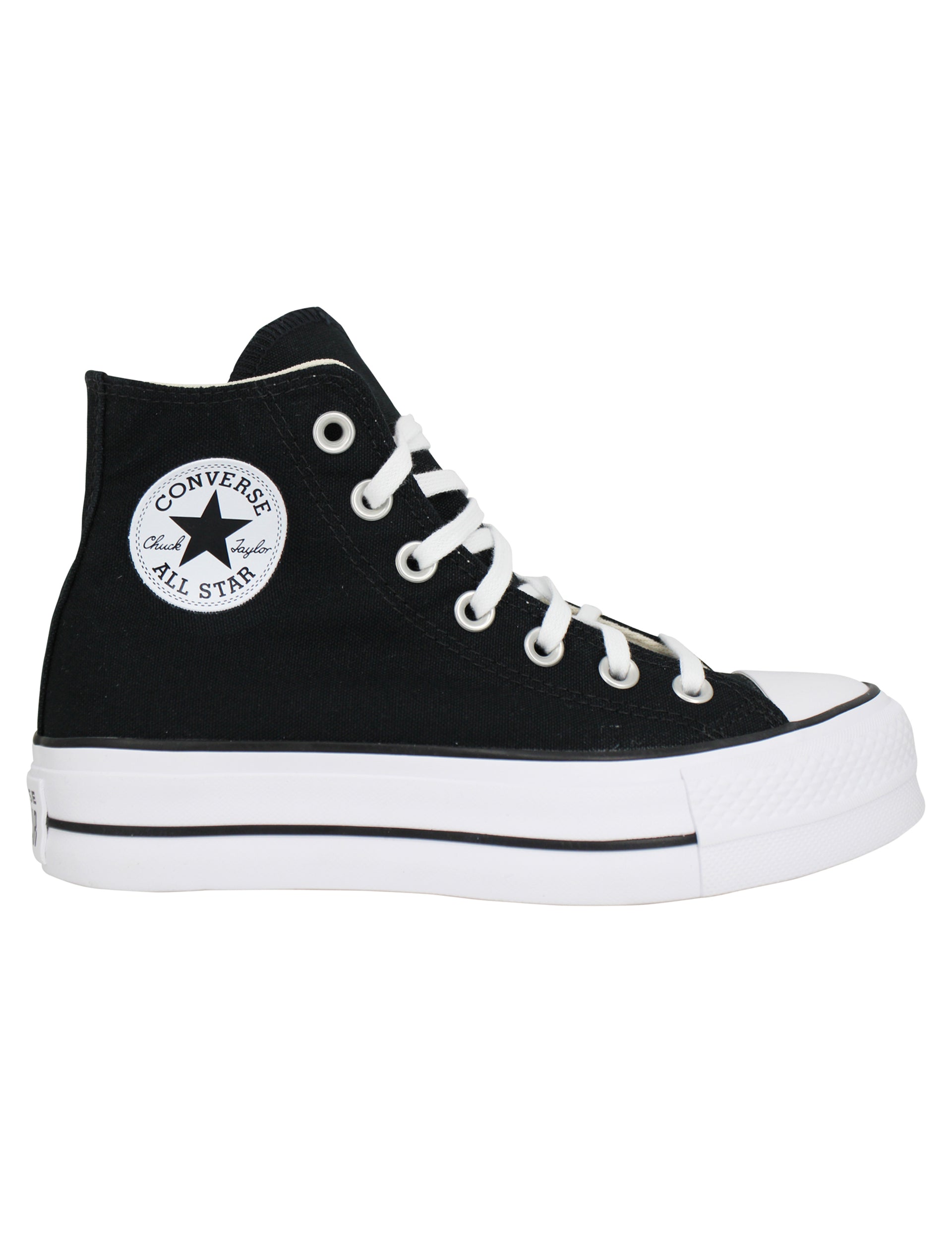 Chuck Taylor women's sneakers, black canvas ankle boot with wedge bottom